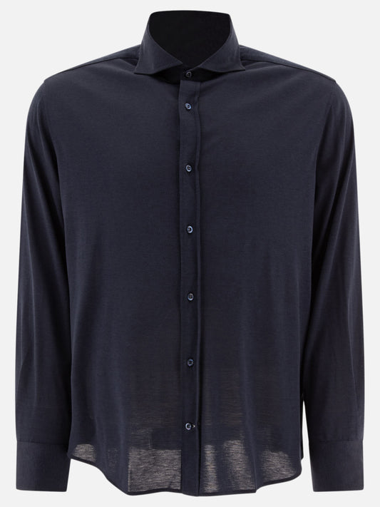 Casual shirts Solid colour  Blue - Brunello Cucinelli Men | PLP | VIETTI Online Store 
