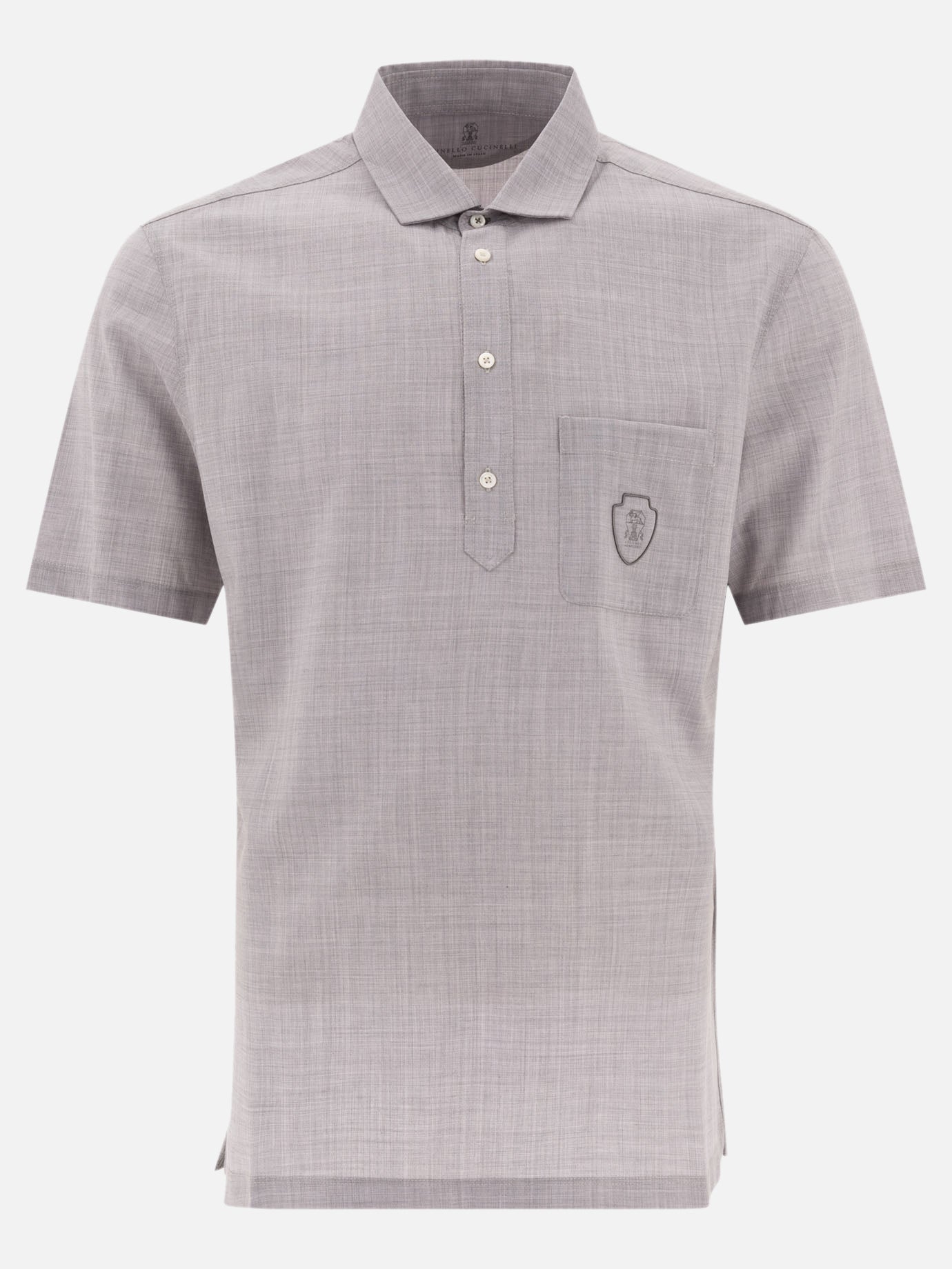 Polo con bottoni Solid colour  Grigio - Brunello Cucinelli Uomo | PDP | VIETTI Online Store | thumbnail