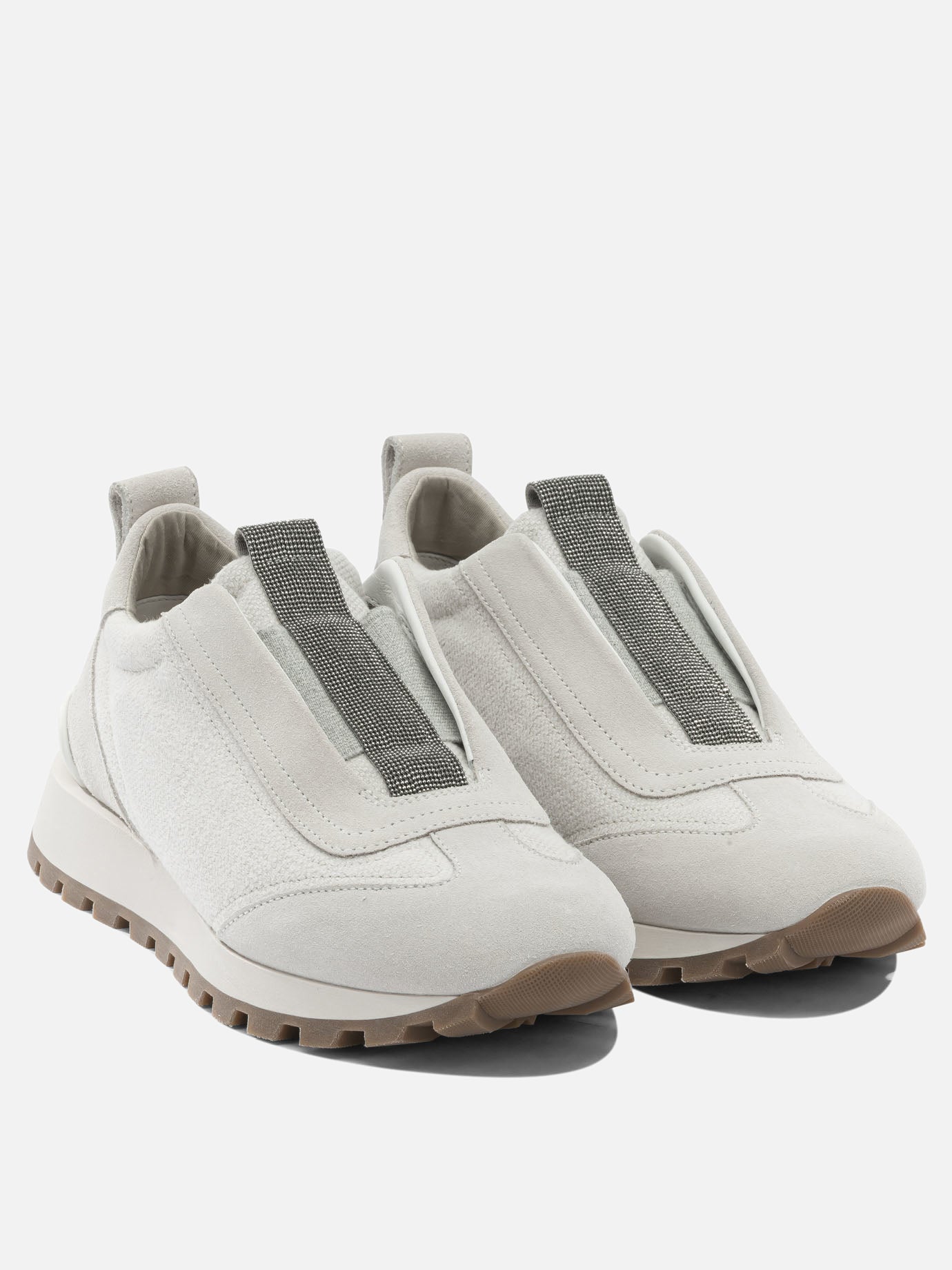 Low top sneakers 63% cotton 37% linen - 100% rubber  White - Brunello Cucinelli Women | PDP | VIETTI Online Store | thumbnail_2