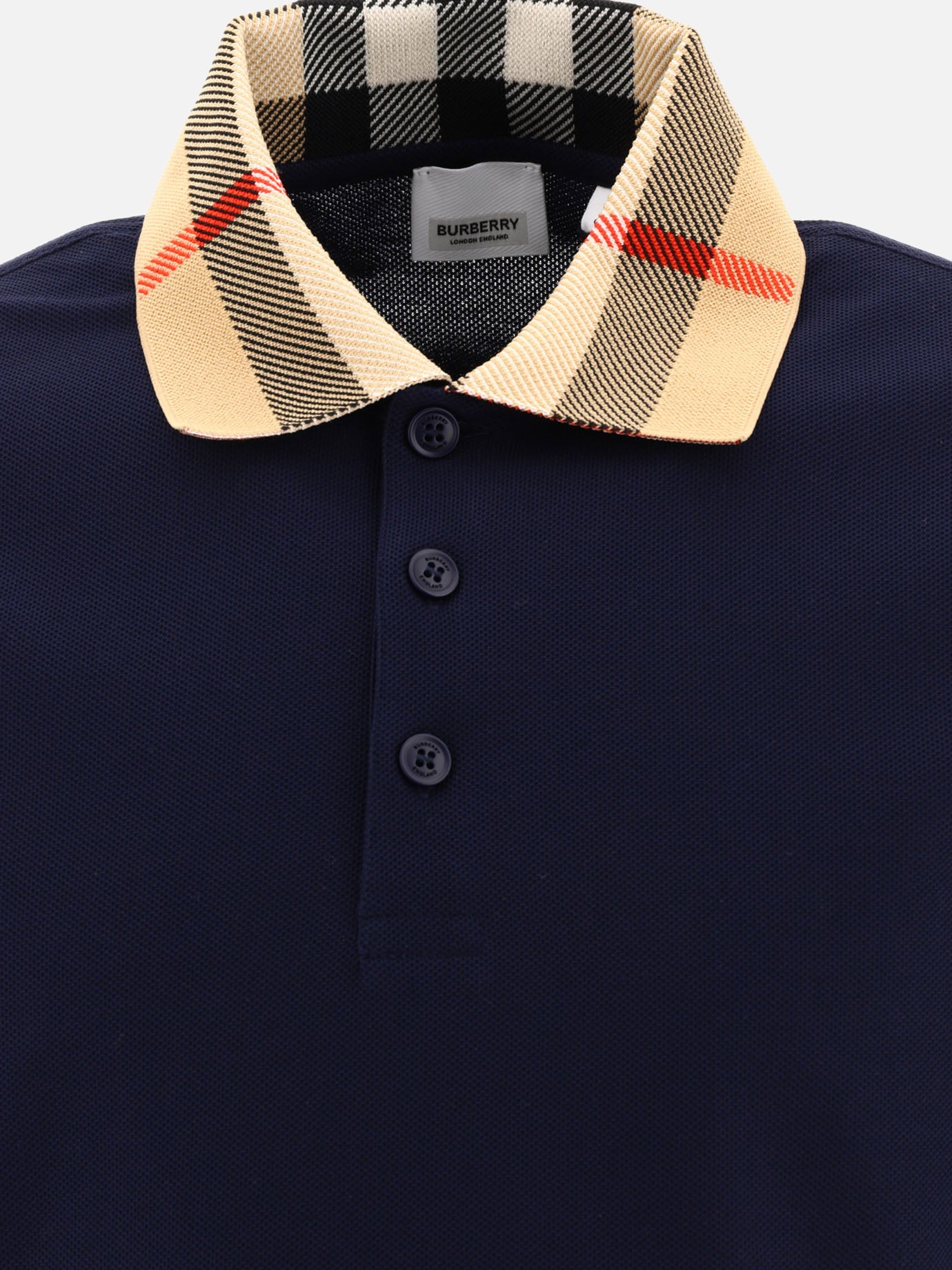Polo con bottoni Check  Blu - Burberry Uomo | PDP | VIETTI Online Store | Zoom-Modal_3
