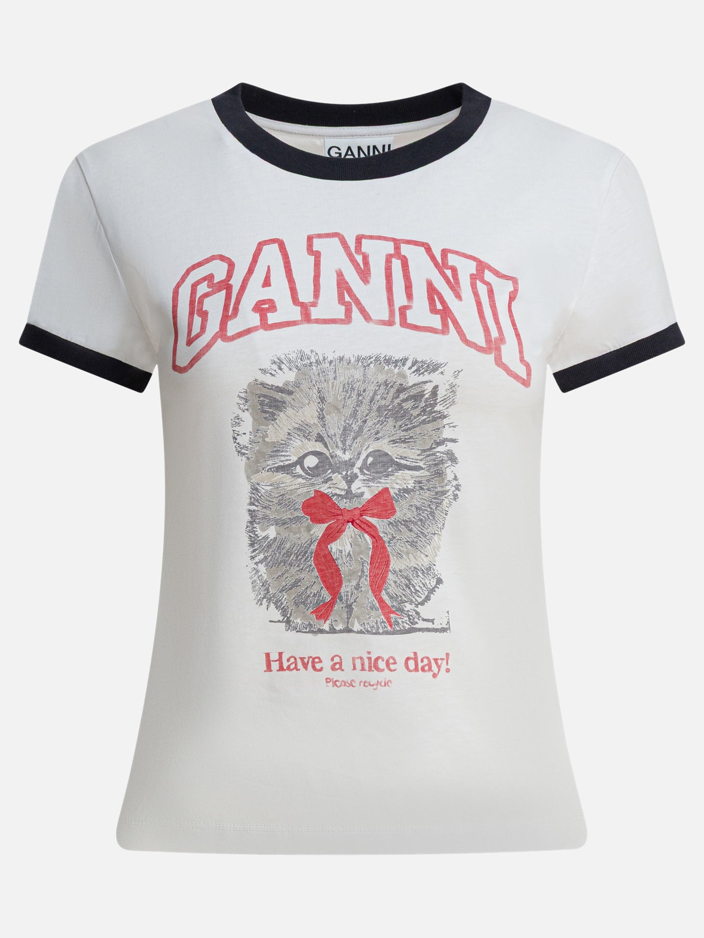 T-shirt girocollo Logo  Bianco - Ganni Donna | PDP | VIETTI Online Store | Zoom-Modal
