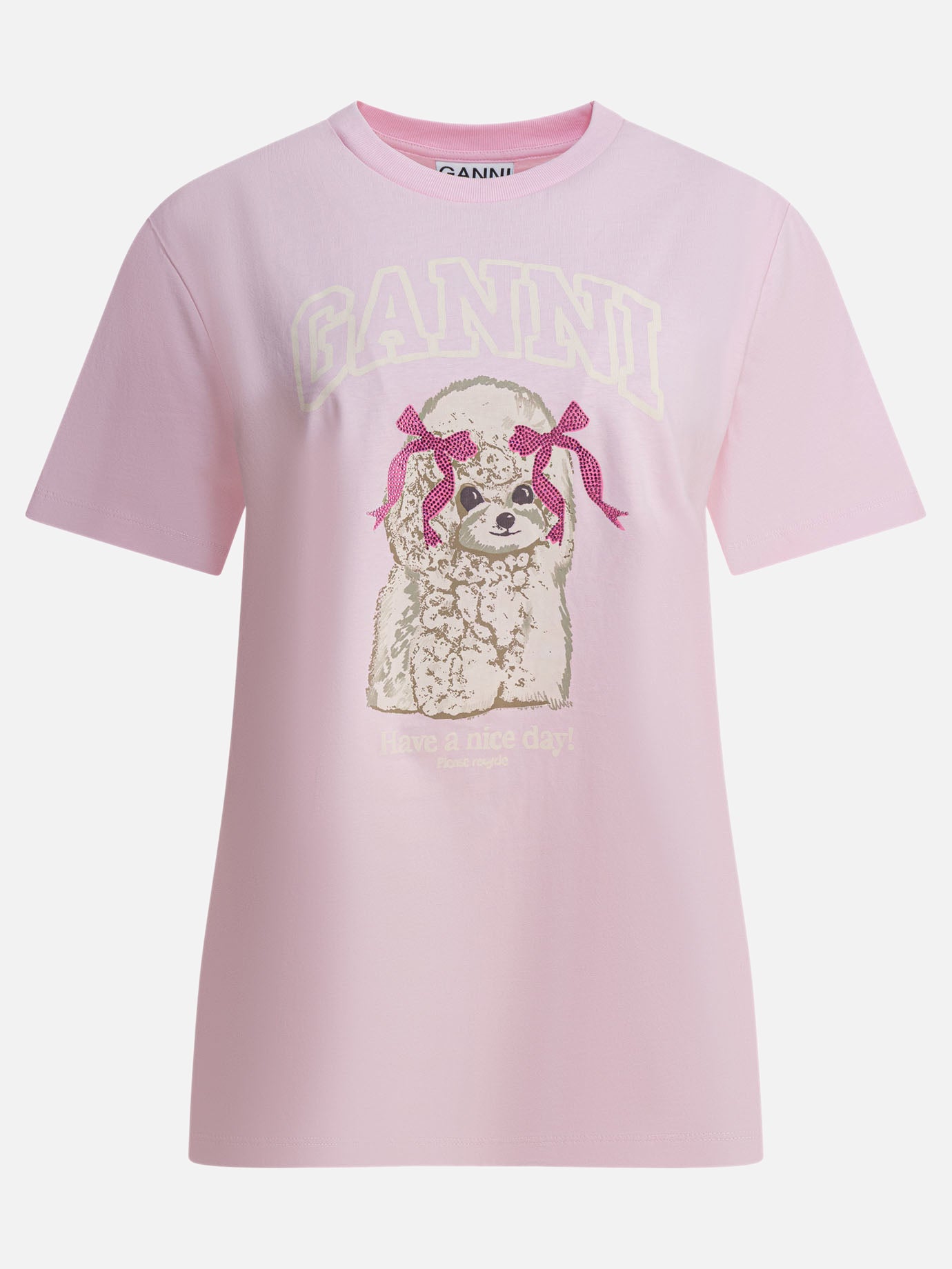 T-shirt girocollo Logo  Rosa - Ganni Donna | PDP | VIETTI Online Store | Zoom-Modal
