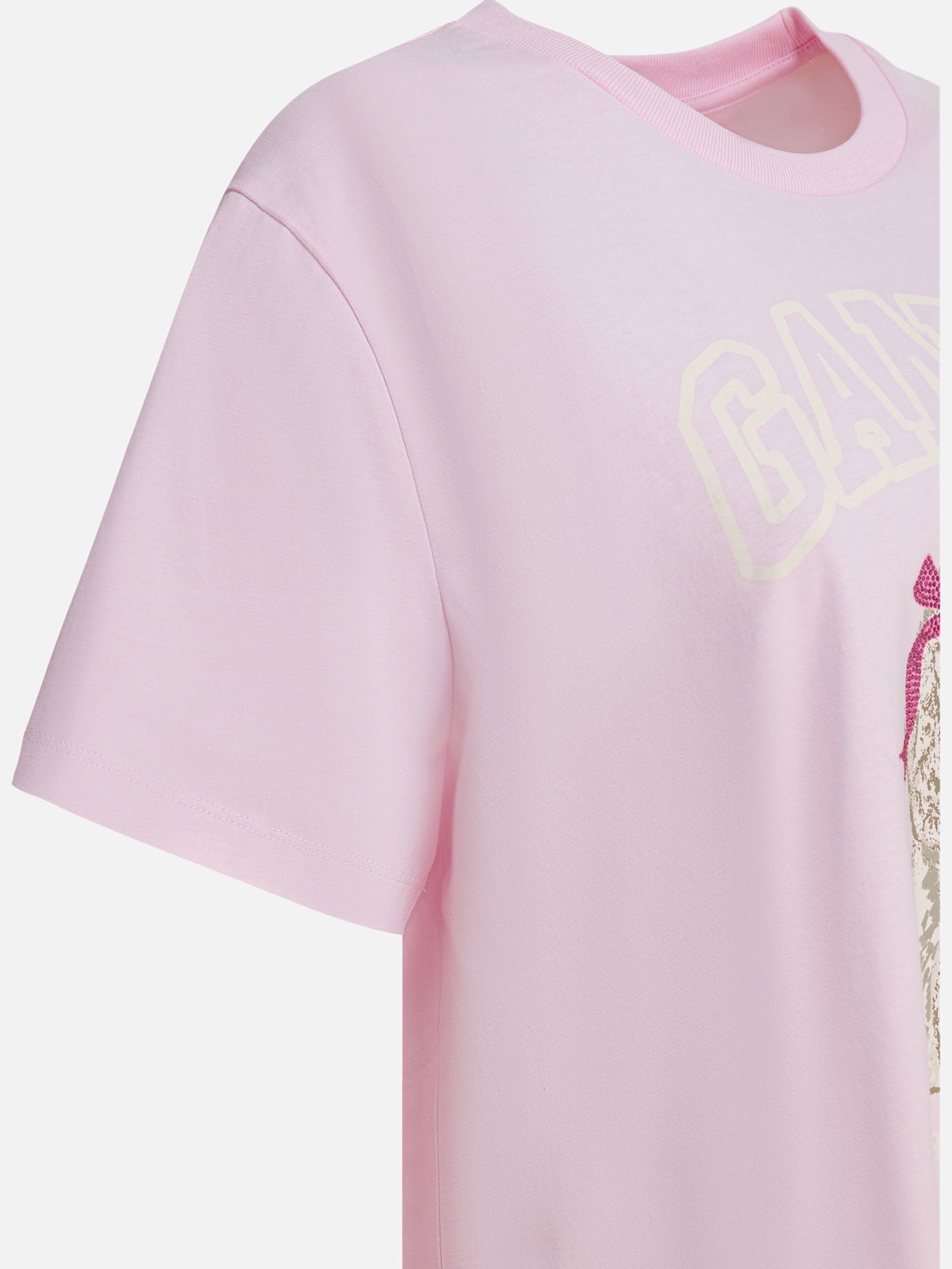 T-shirt girocollo Logo  Rosa - Ganni Donna | PDP | VIETTI Online Store | Zoom-Modal_4
