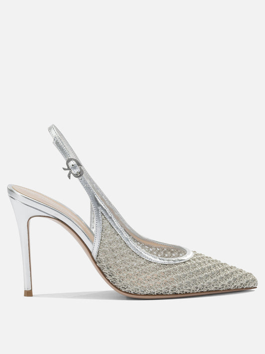 Slingbacks 90% fabric 10% leather - 100% leather  Silver - Gianvito Rossi Women | PLP | VIETTI Online Store 
