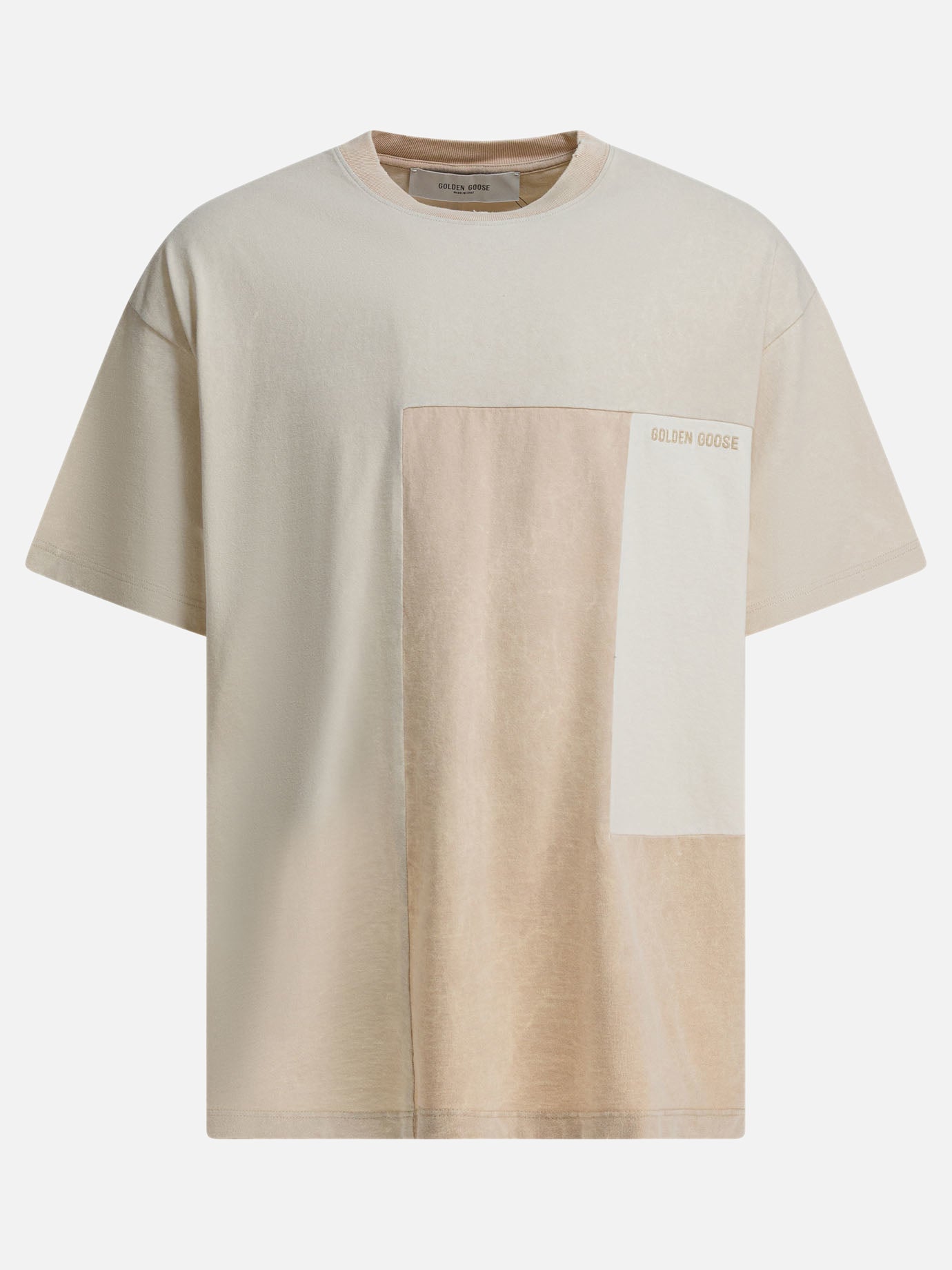 T-shirt girocollo Patchwork  Beige - Golden Goose Uomo | PDP | VIETTI Online Store | Zoom-Modal
