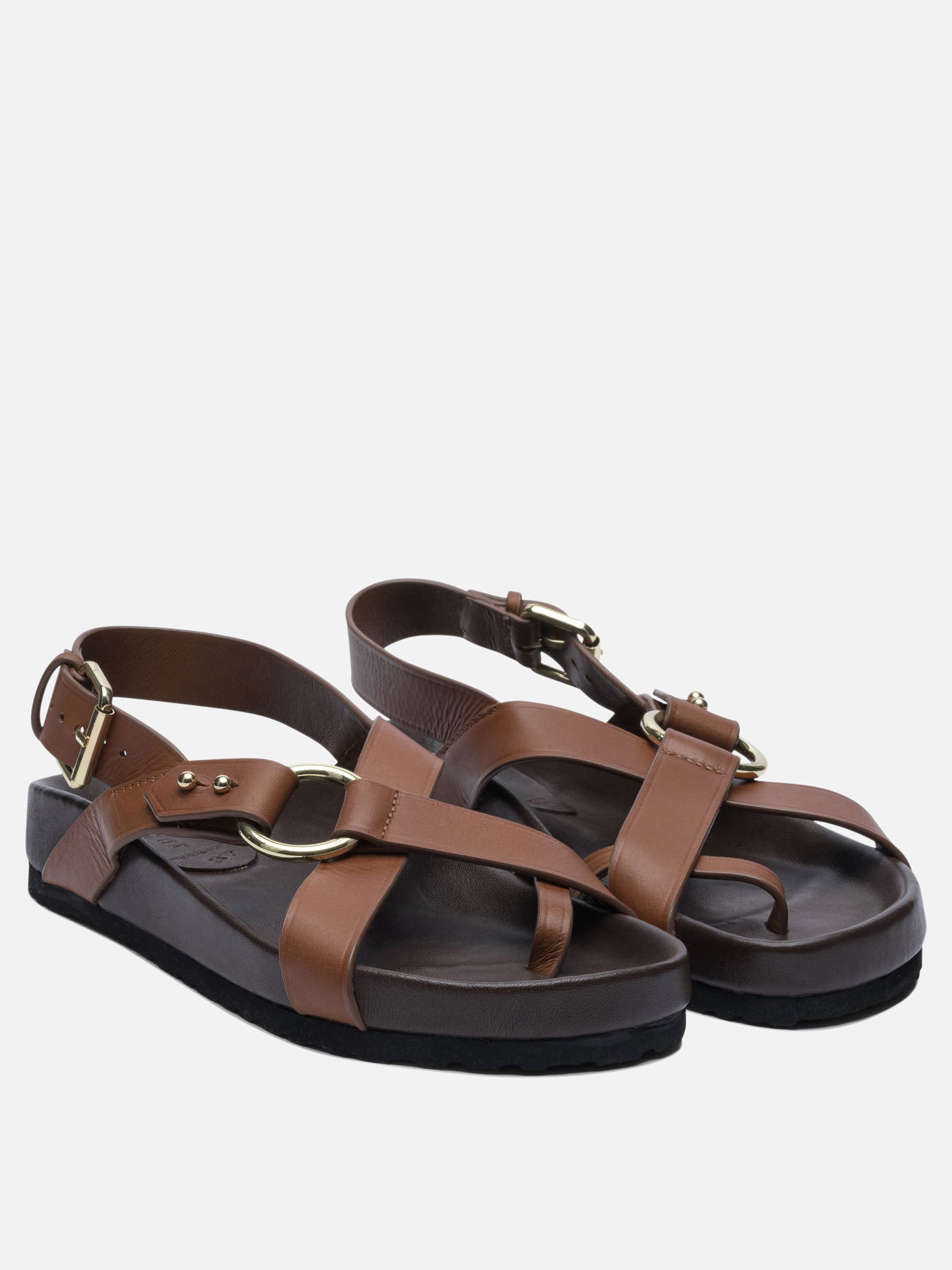 Flat sandals 100% leather - 100% rubber  Brown - Soeur Women | PDP | VIETTI Online Store | thumbnail_2