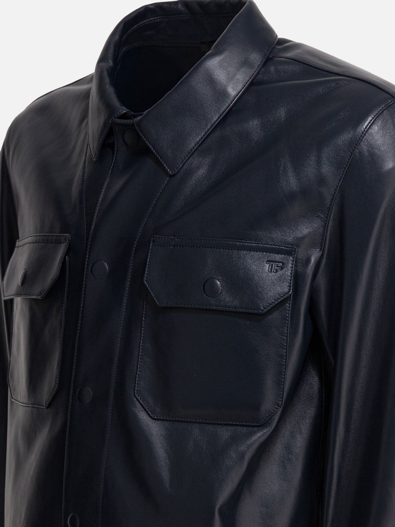 Leather jackets Solid colour  Blue - Tom Ford Men | PDP | VIETTI Online Store | Zoom-Modal_4
