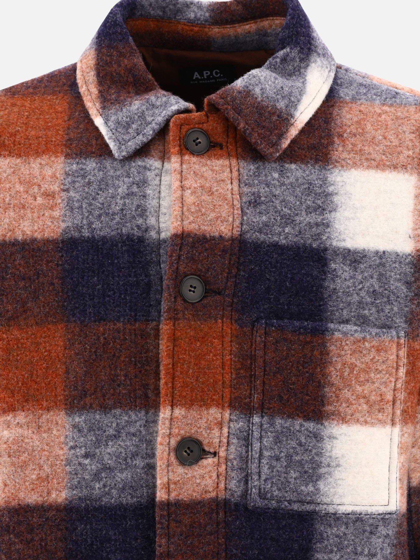 Overshirt jackets 57% lana 43% poliestere  Brown - A.P.C. Men | PDP | VIETTI Online Store | thumbnail_3
