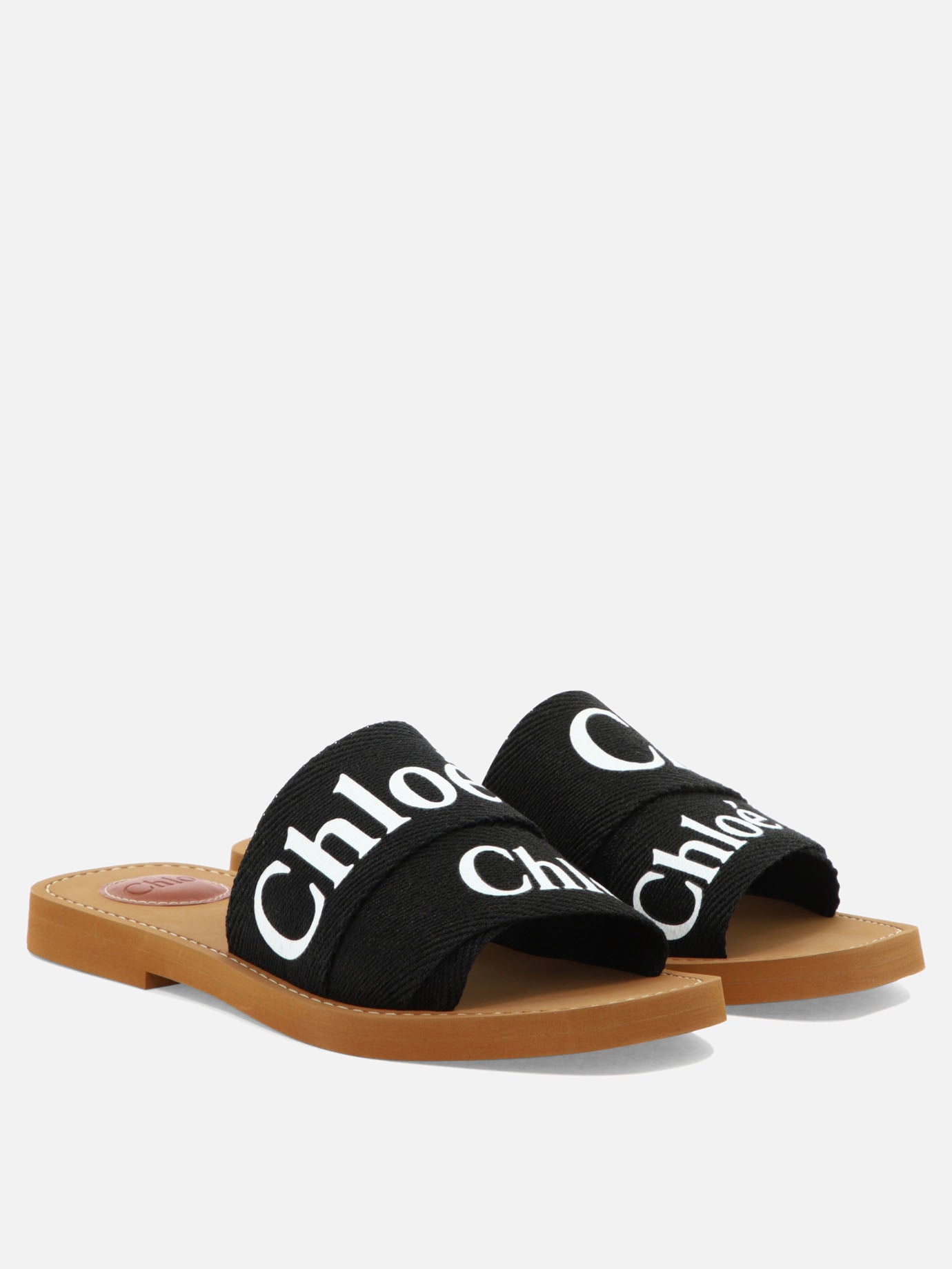 Flat sandals 90% linen 10% polyester - 100% ethylene vinyl acetate  Black - Chloé Women | PDP | VIETTI Online Store | thumbnail_2
