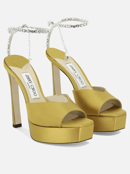 Heeled sandals 100% raso - 100% cuoio  Yellow - Jimmy Choo Women | PLP | VIETTI Online Store | 2
