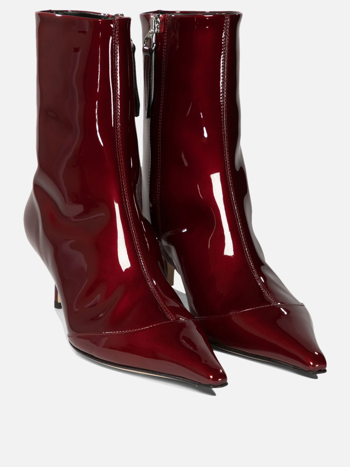 Aeyde "Roe" patent leather ankle boots Bordeaux