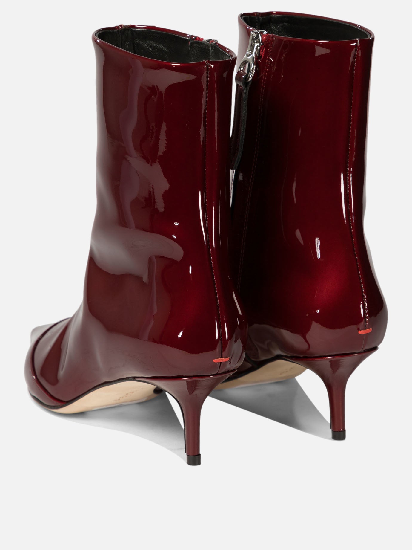 Aeyde "Roe" patent leather ankle boots Bordeaux