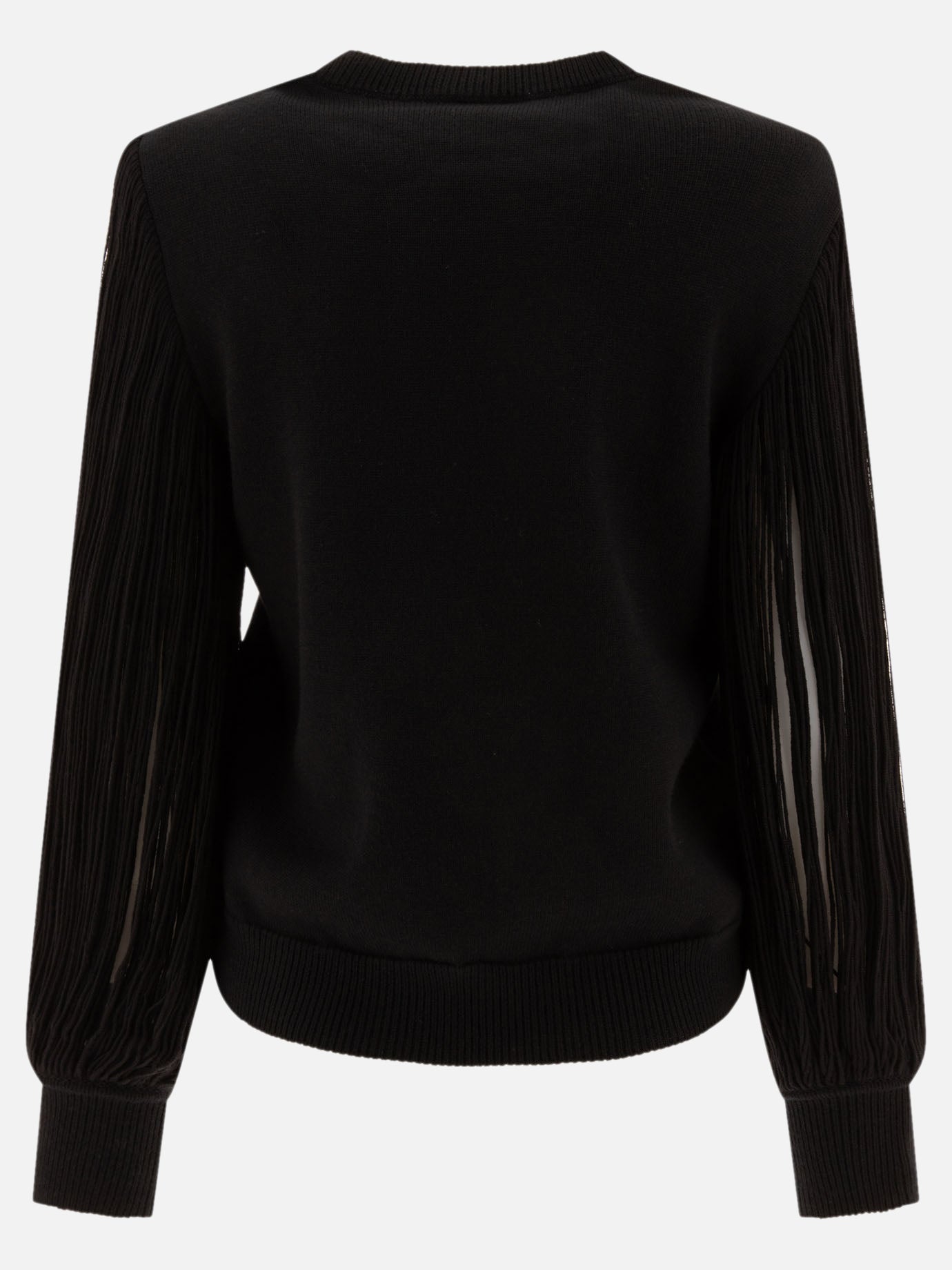 Alaïa Fringed-sleeve knit sweater Black