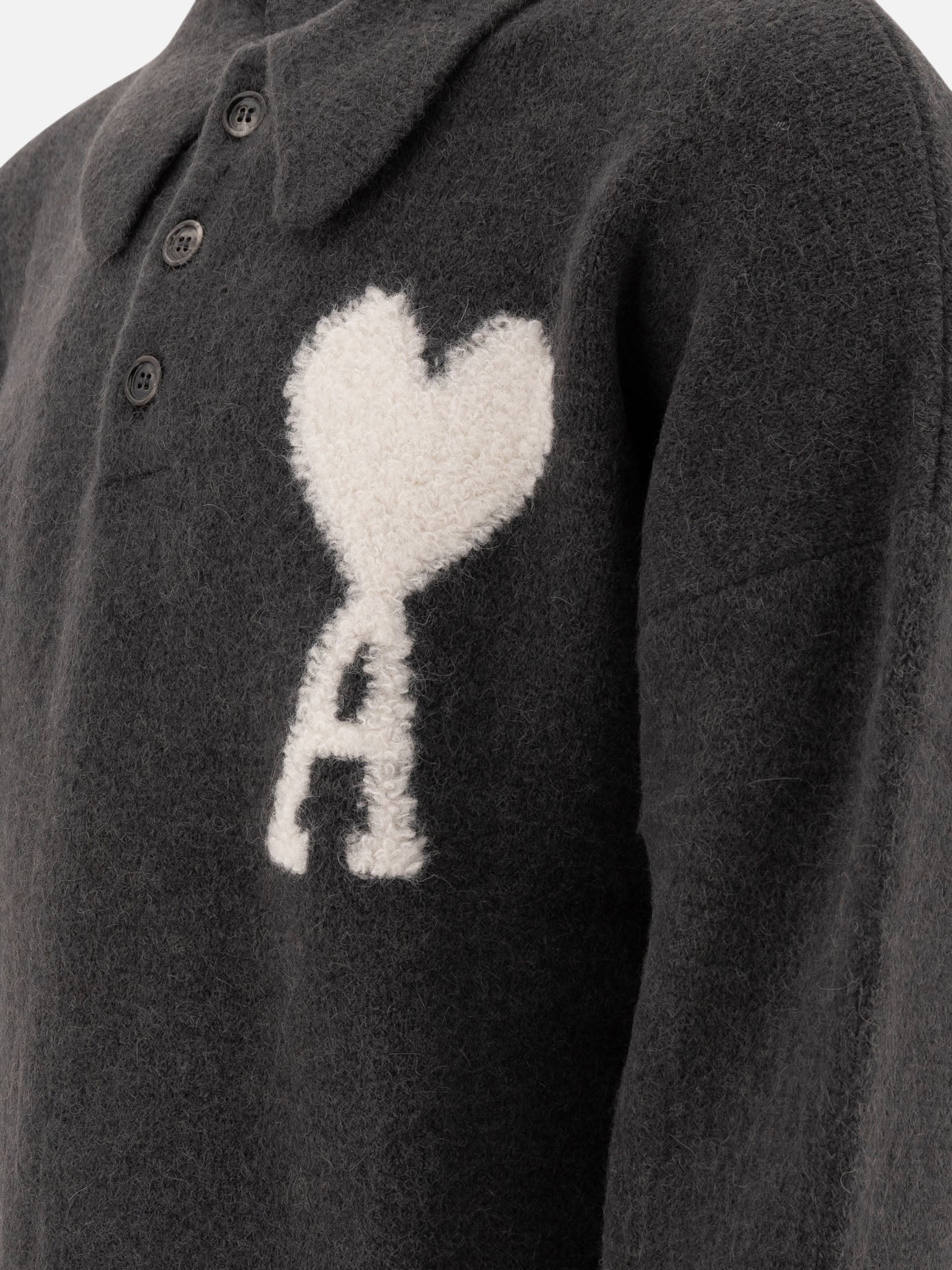 Ami Paris "Ami de Coeur" alpaca polo shirt Grey