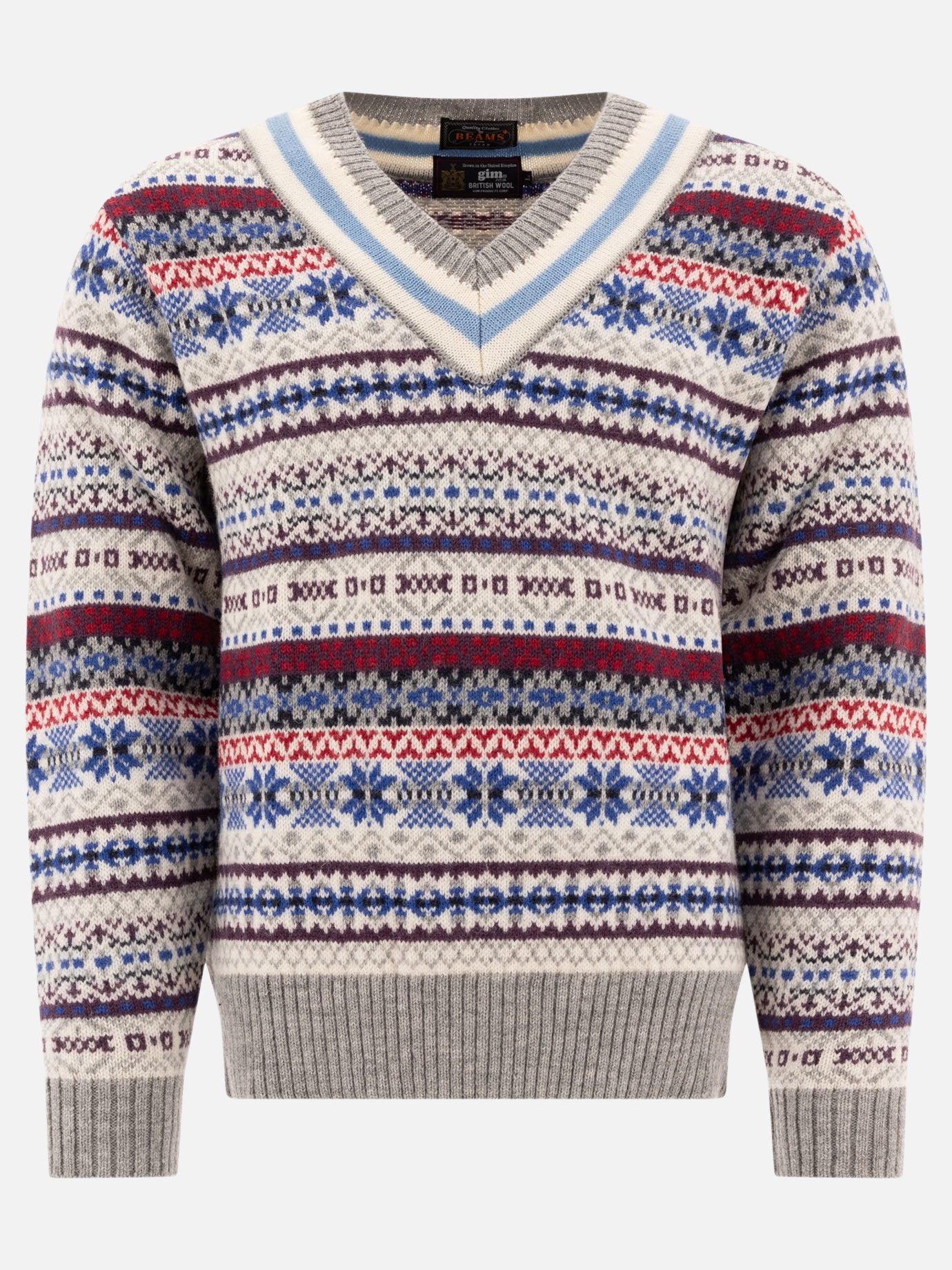 Beams Plus &quot;Fair Isle&quot; Sweater 14183861_S Grey thumbnail_1