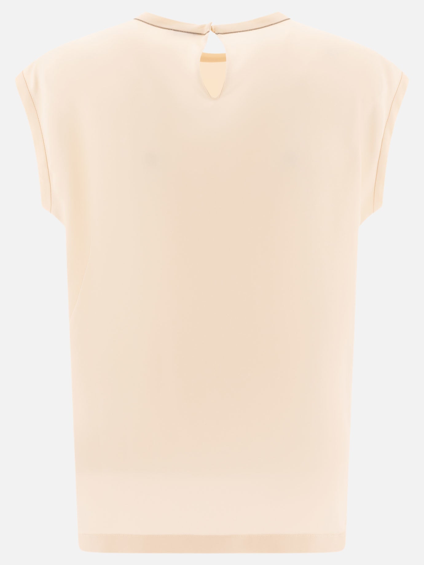 T-shirt in raso di seta stretch con monile