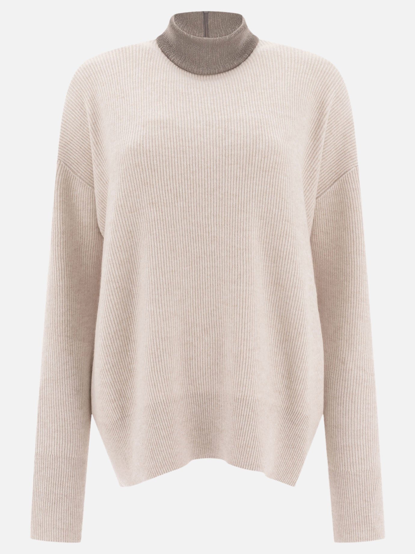 Maglione in cashmere con Precious Ribbed Collar