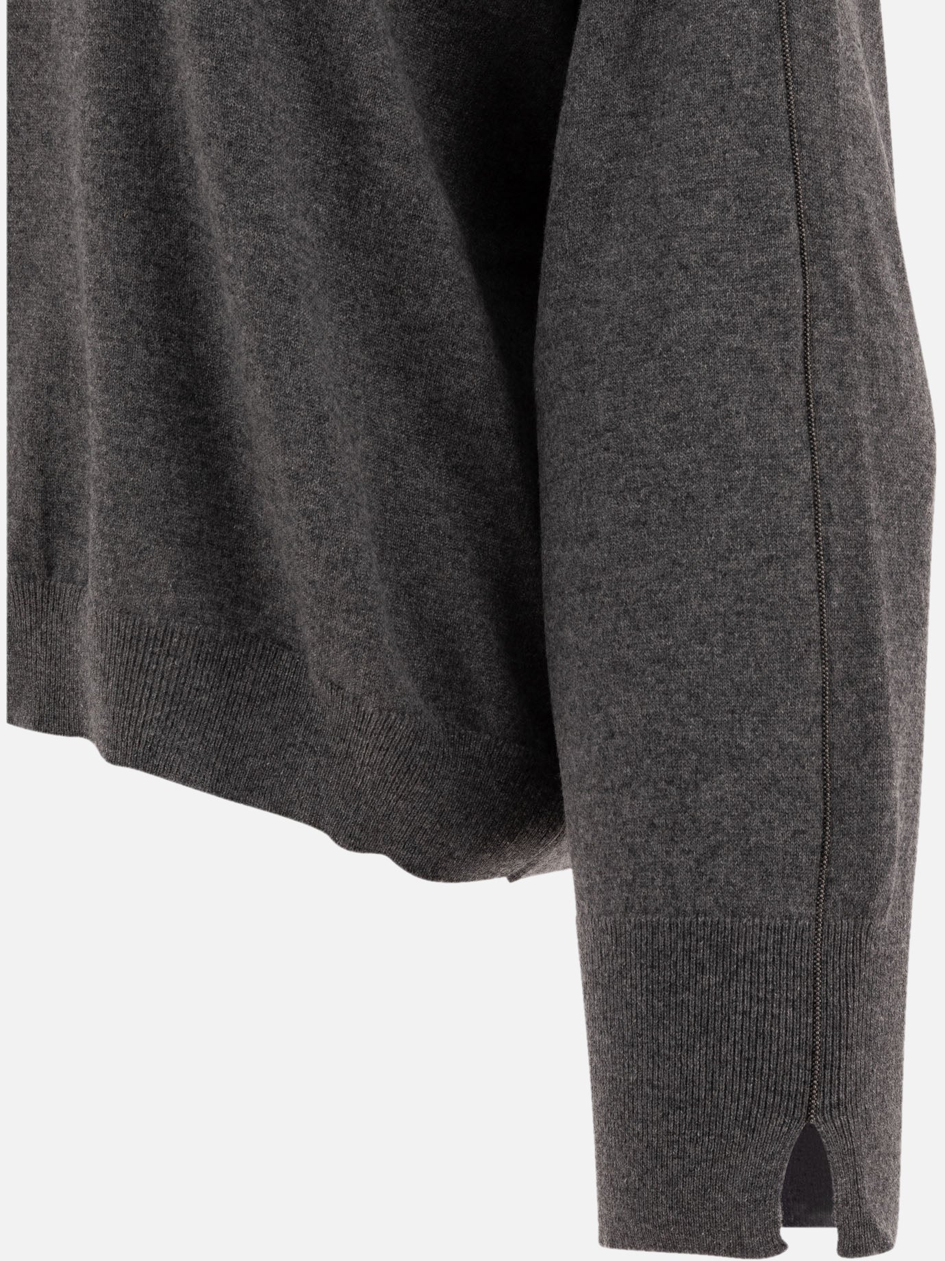 Brunello Cucinelli Cashmere sweater with monili Grey