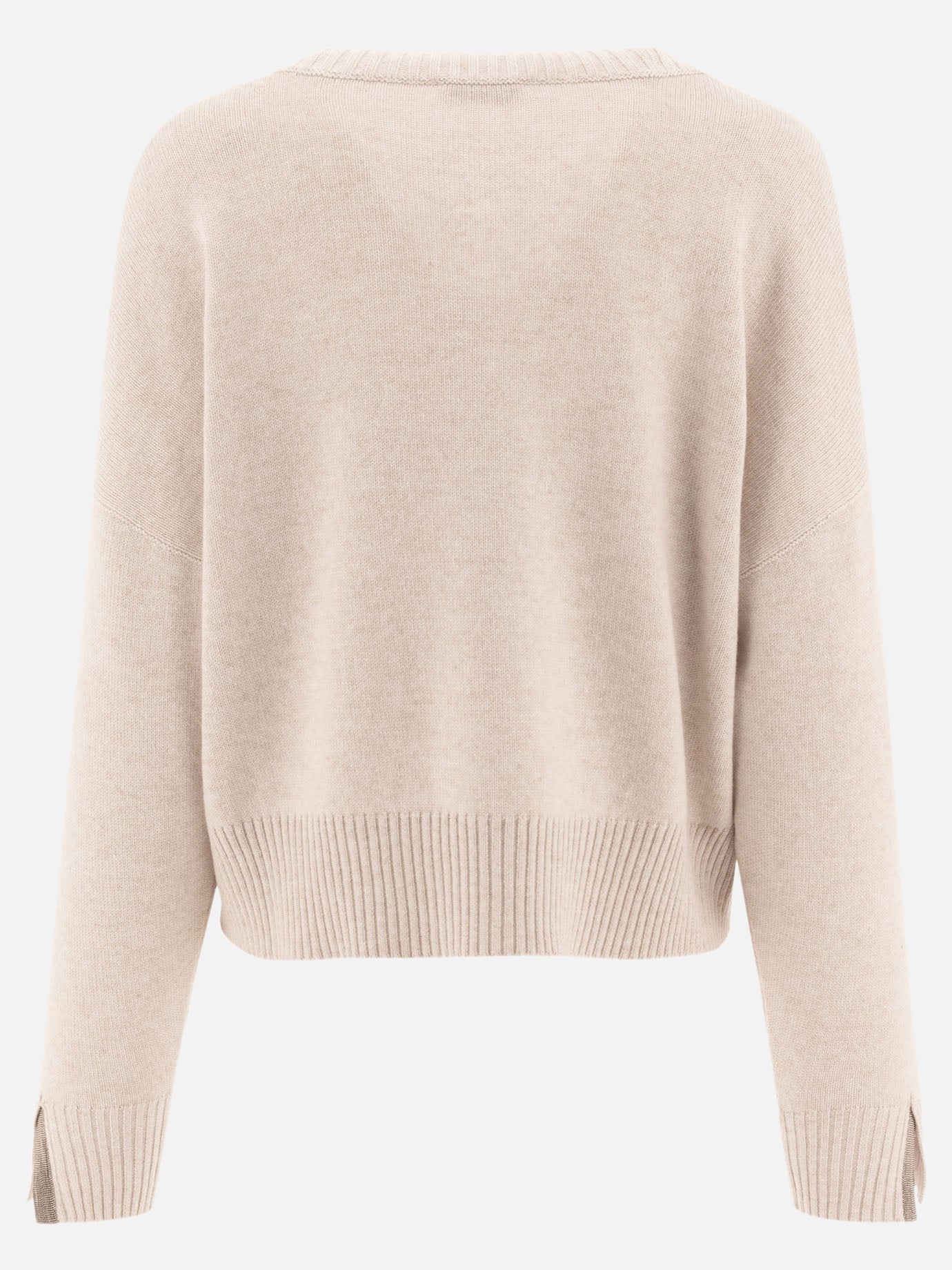 Cashmere sweater with Shiny Cuff Details