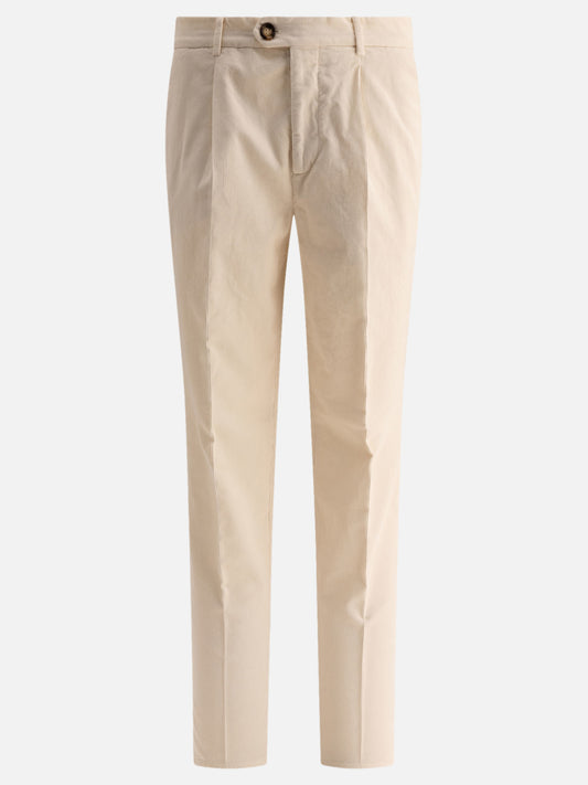 Brunello Cucinelli Garment-dyed leisure fit trousers with pleats White