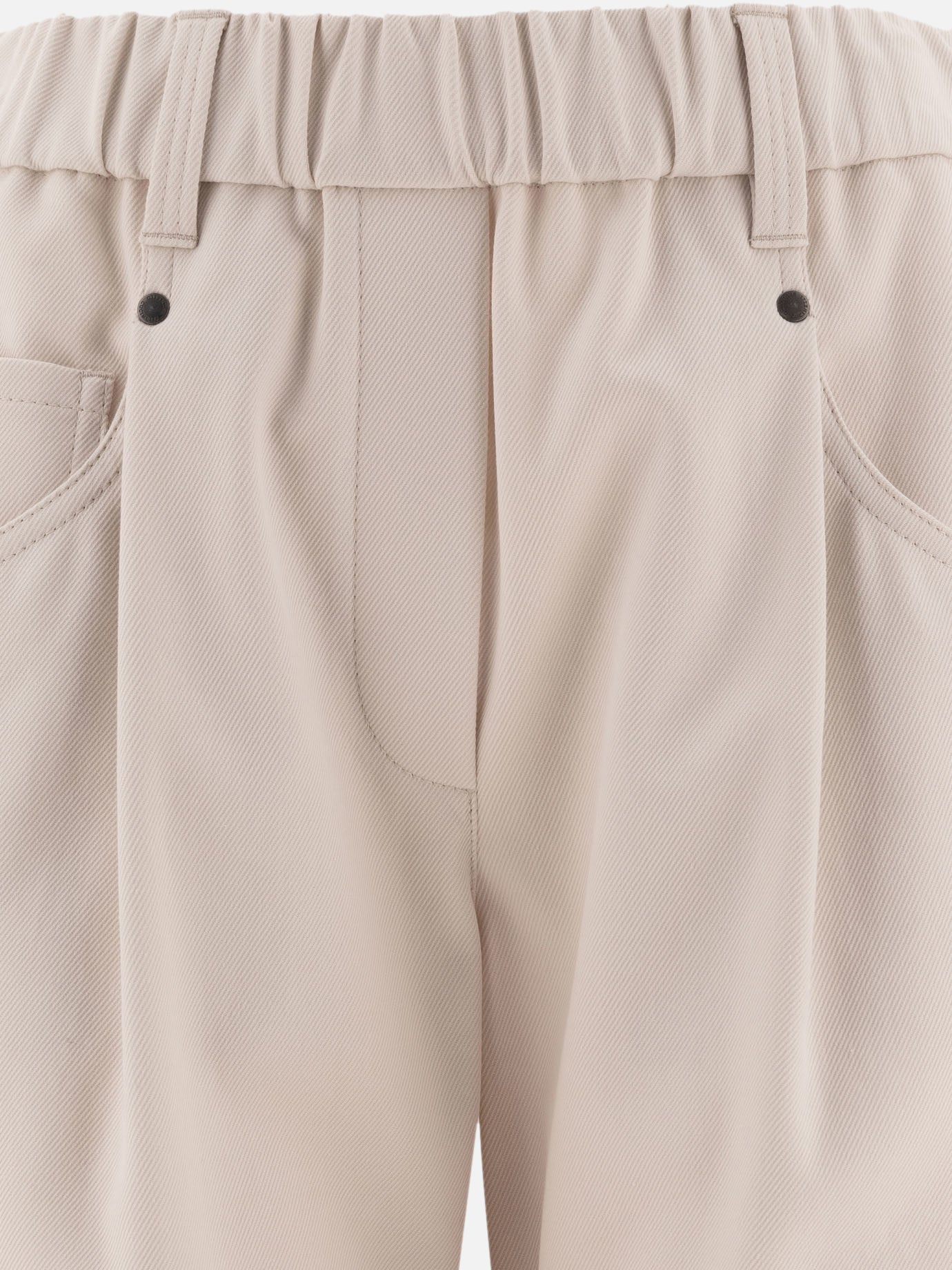 Brunello Cucinelli "Shiny Bartack" baggy trousers White