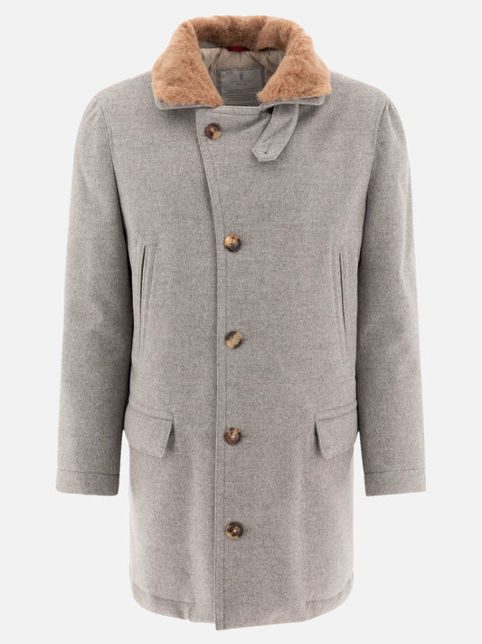 Brunello Cucinelli Bonded cashmere beaver coat Grey