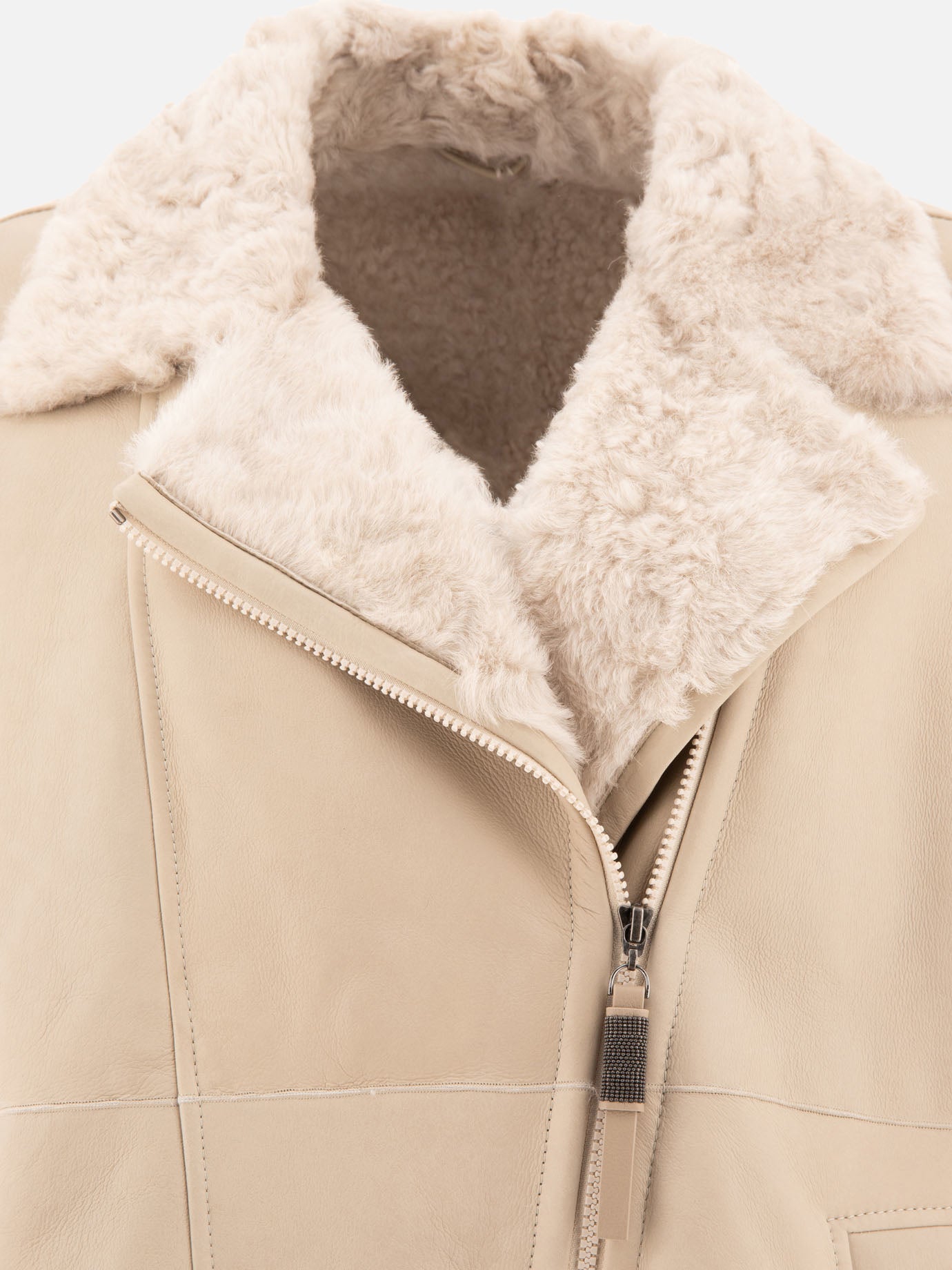 Leather jackets Solid colour  Beige - Brunello Cucinelli Women | PDP | VIETTI Online Store | Zoom-Modal_3
