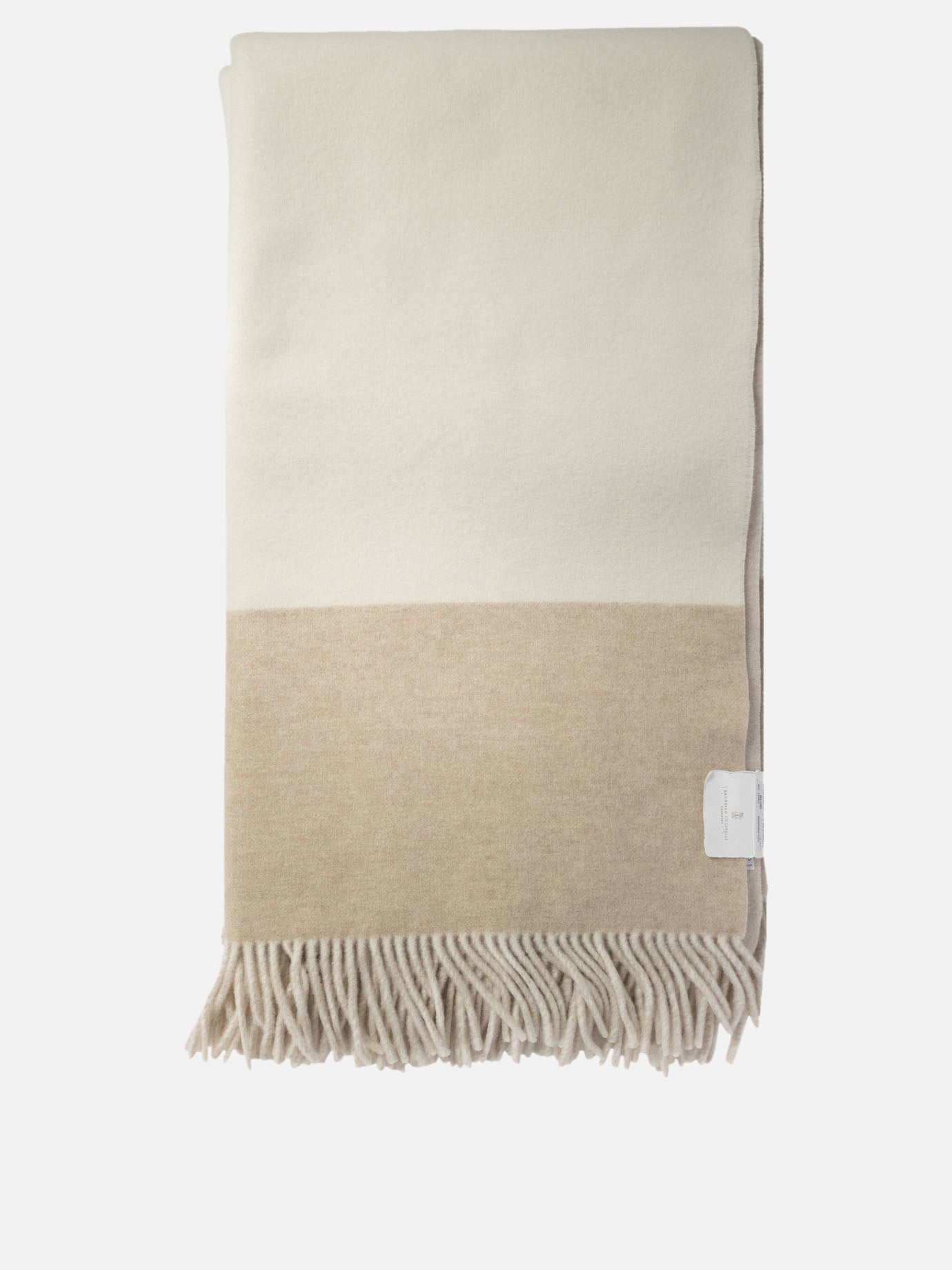 Cashmere double cloth throw with border and fringe