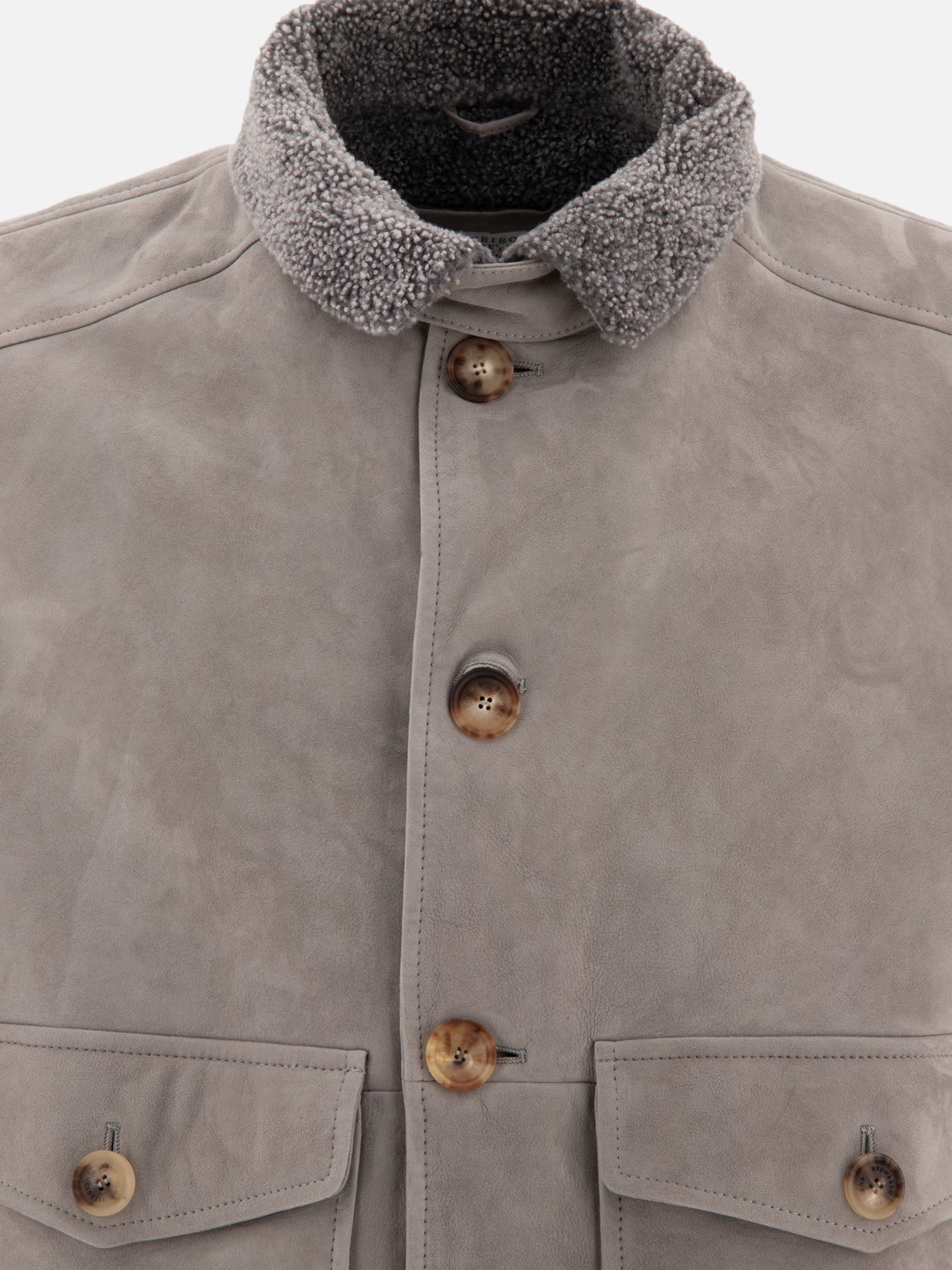 Shearling jackets Solid colour  Grey - Brunello Cucinelli Men | PDP | VIETTI Online Store | thumbnail_3