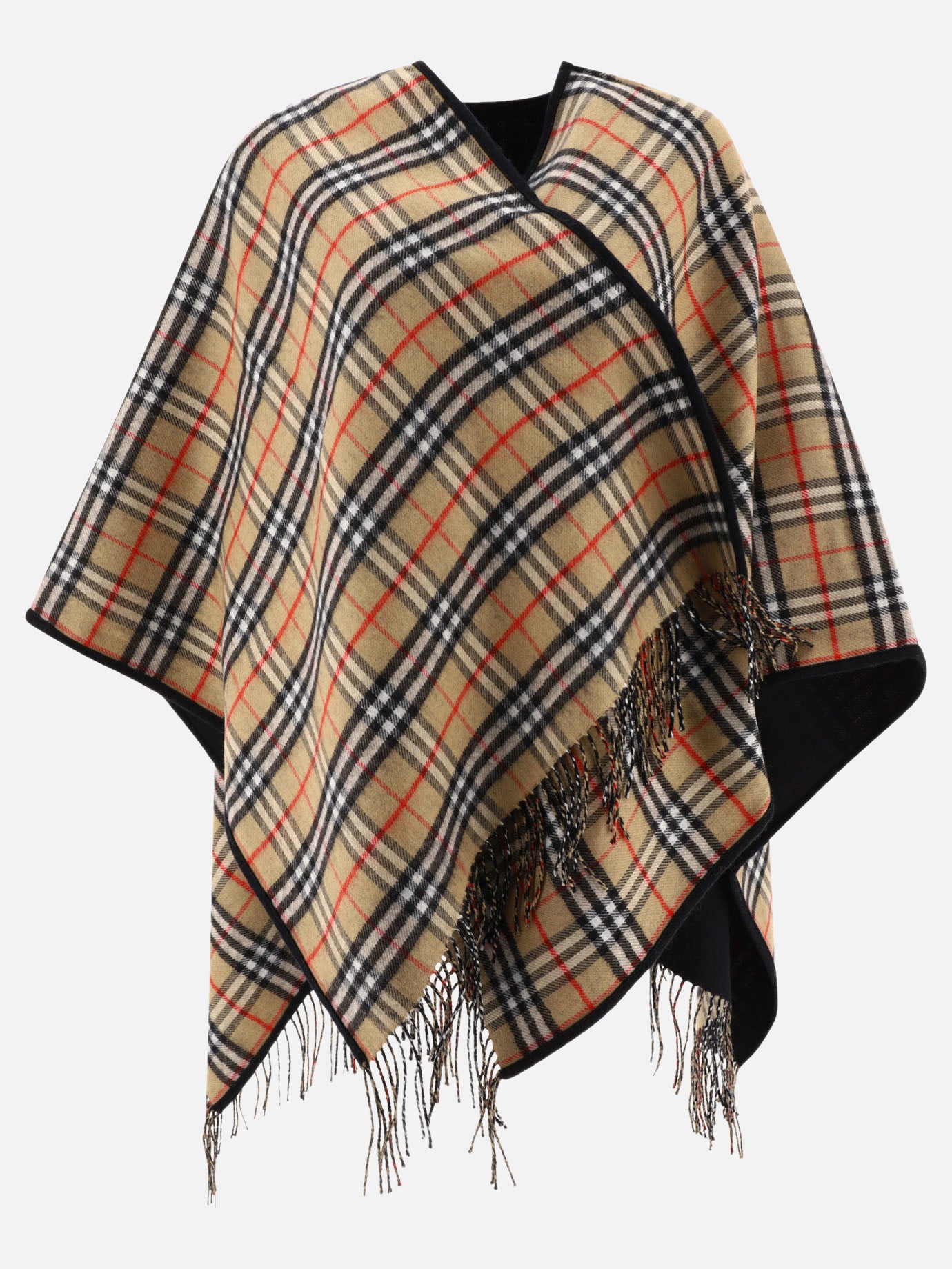 Burberry Check wool reversible cape Black