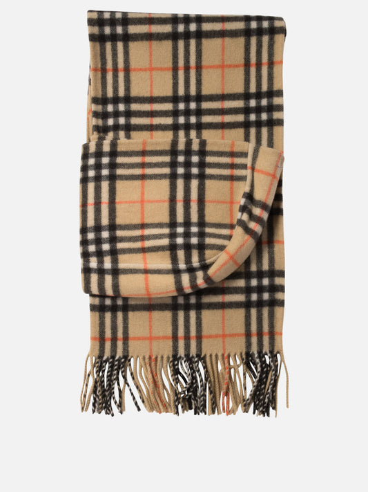 Burberry Check cashmere hooded scarf Beige