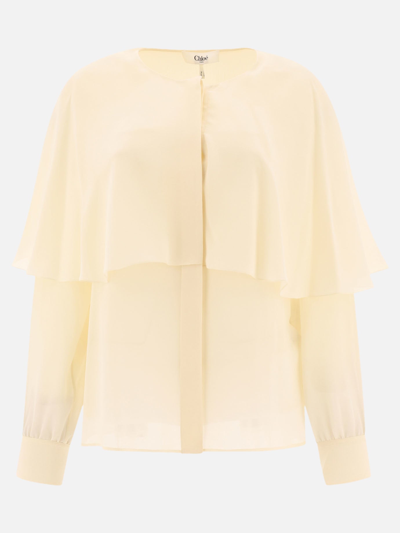 Blusa con mantella in georgette di seta