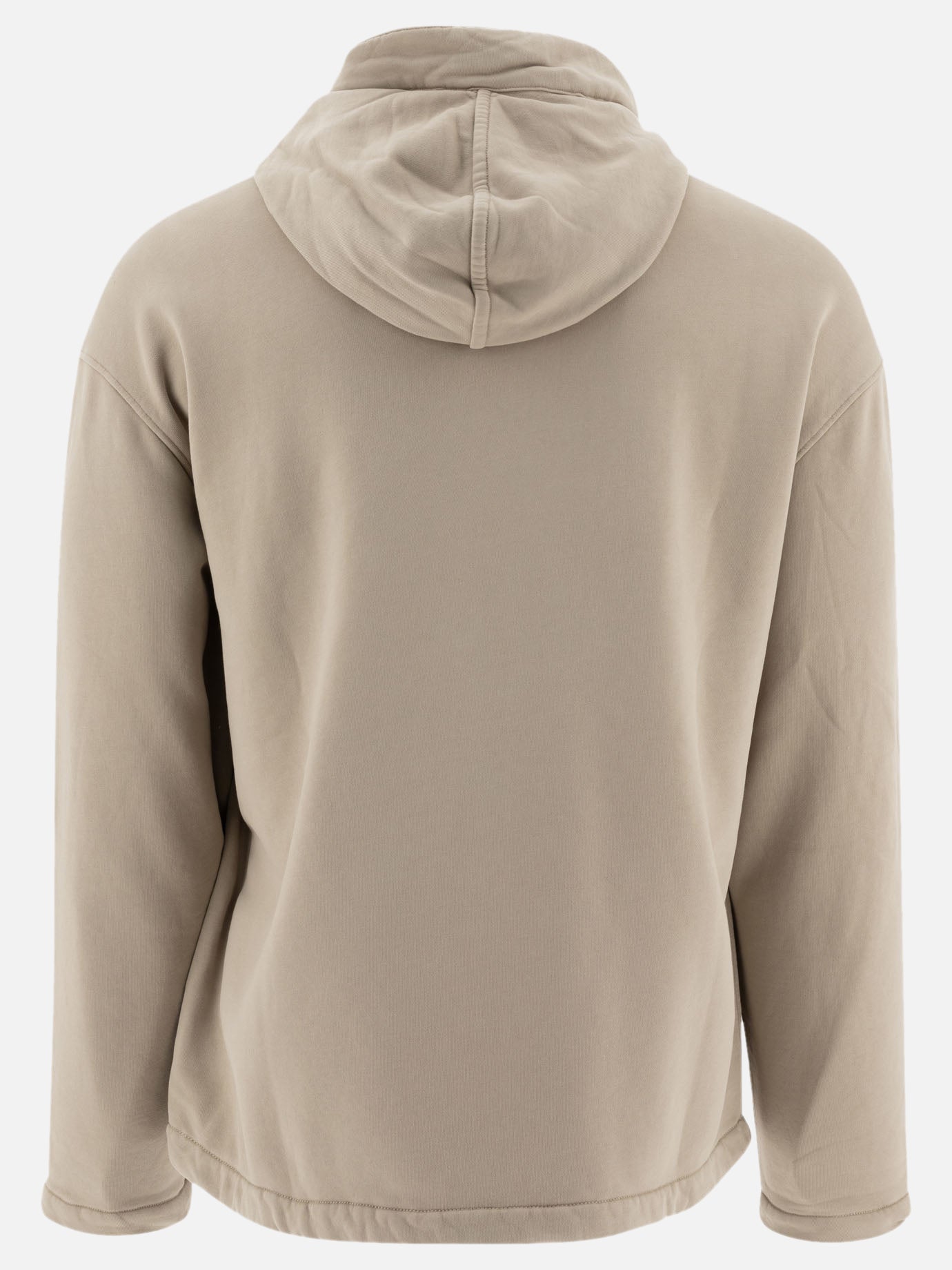 Felpa con cappuccio e zip "Brushed and Emerized Diagonal Fleece"