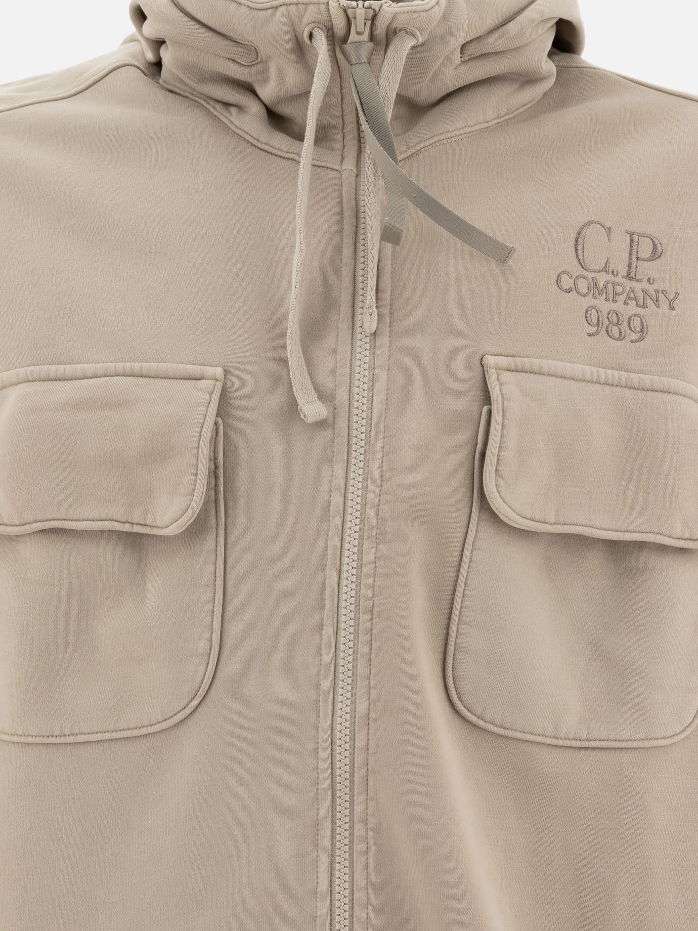 Felpa con cappuccio e zip "Brushed and Emerized Diagonal Fleece"