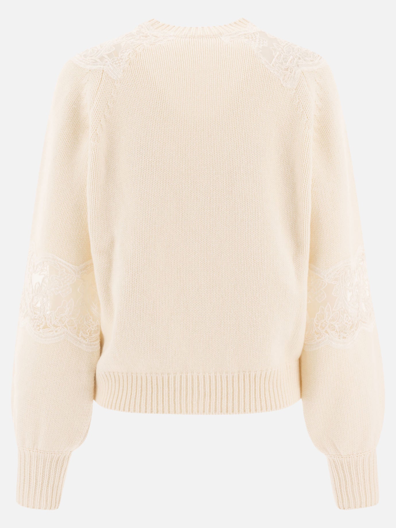 Elie Saab Sweater with lace inserts White