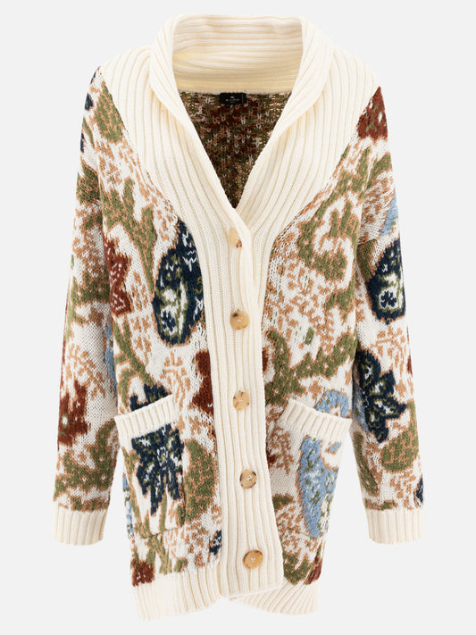 Etro Knit jacquard maxi cardigan White