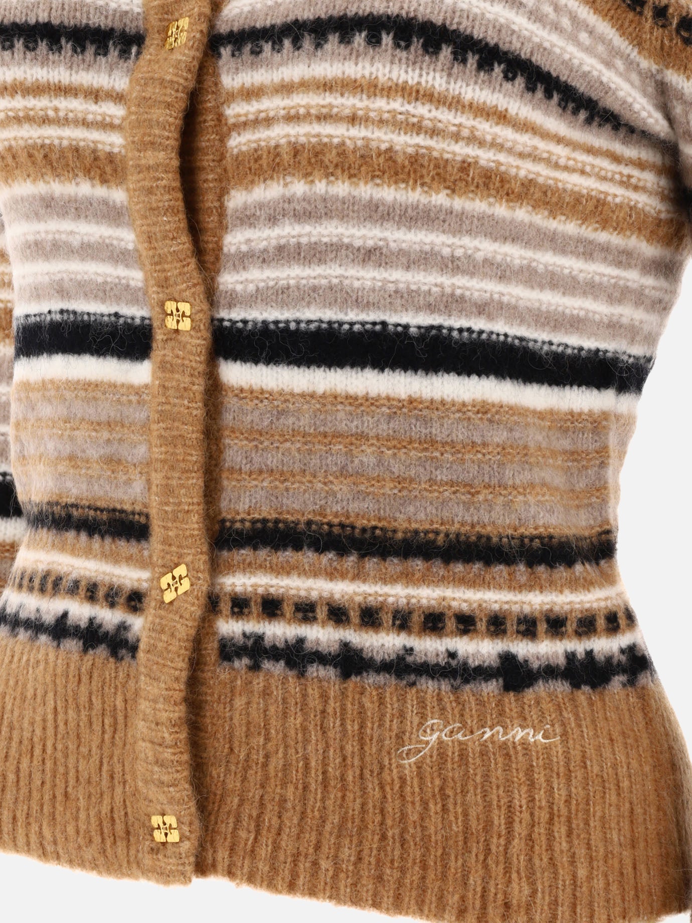 Ganni Striped cardigan Brown