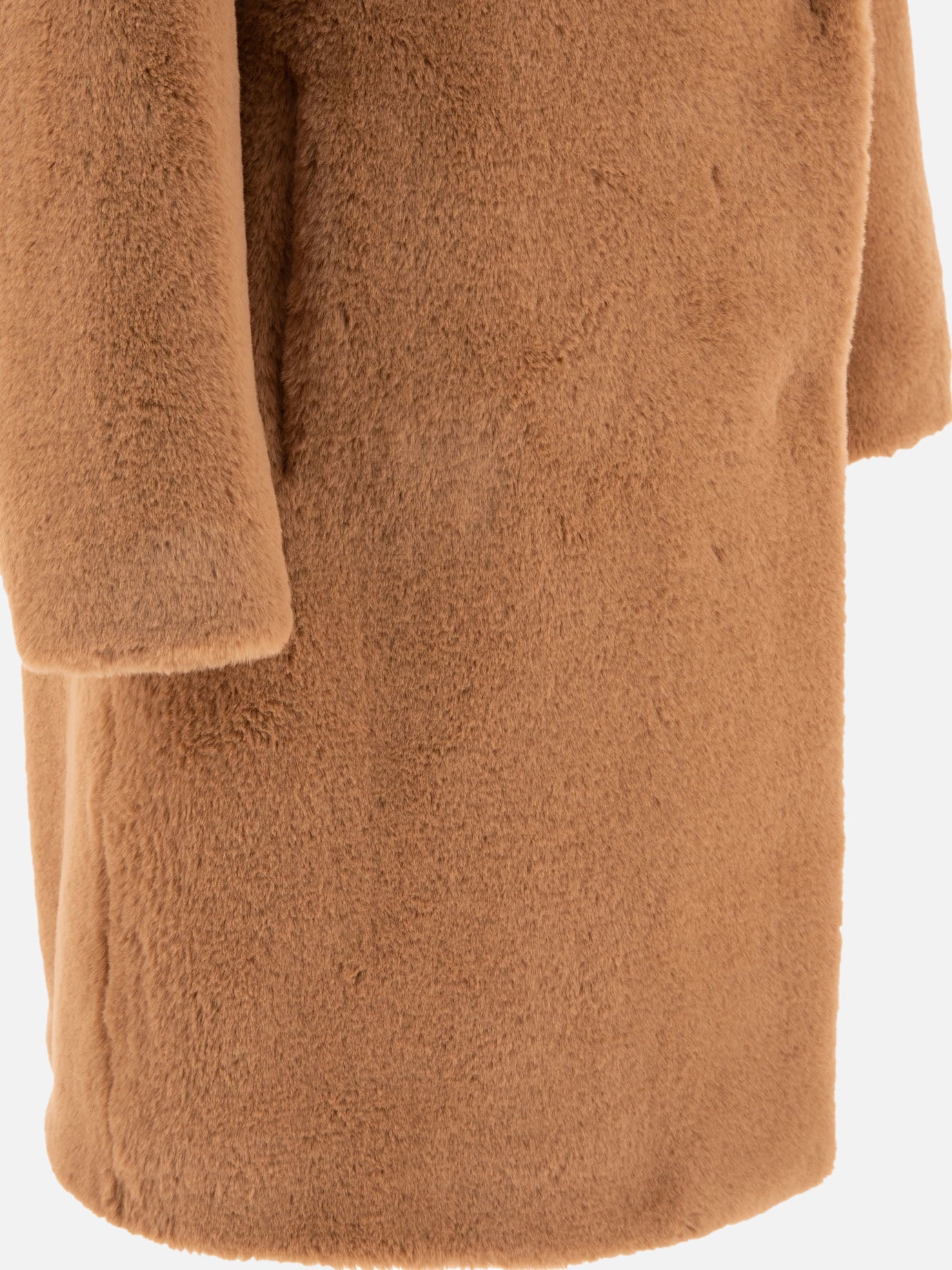 Herno Faux fur single-breasted coat Beige