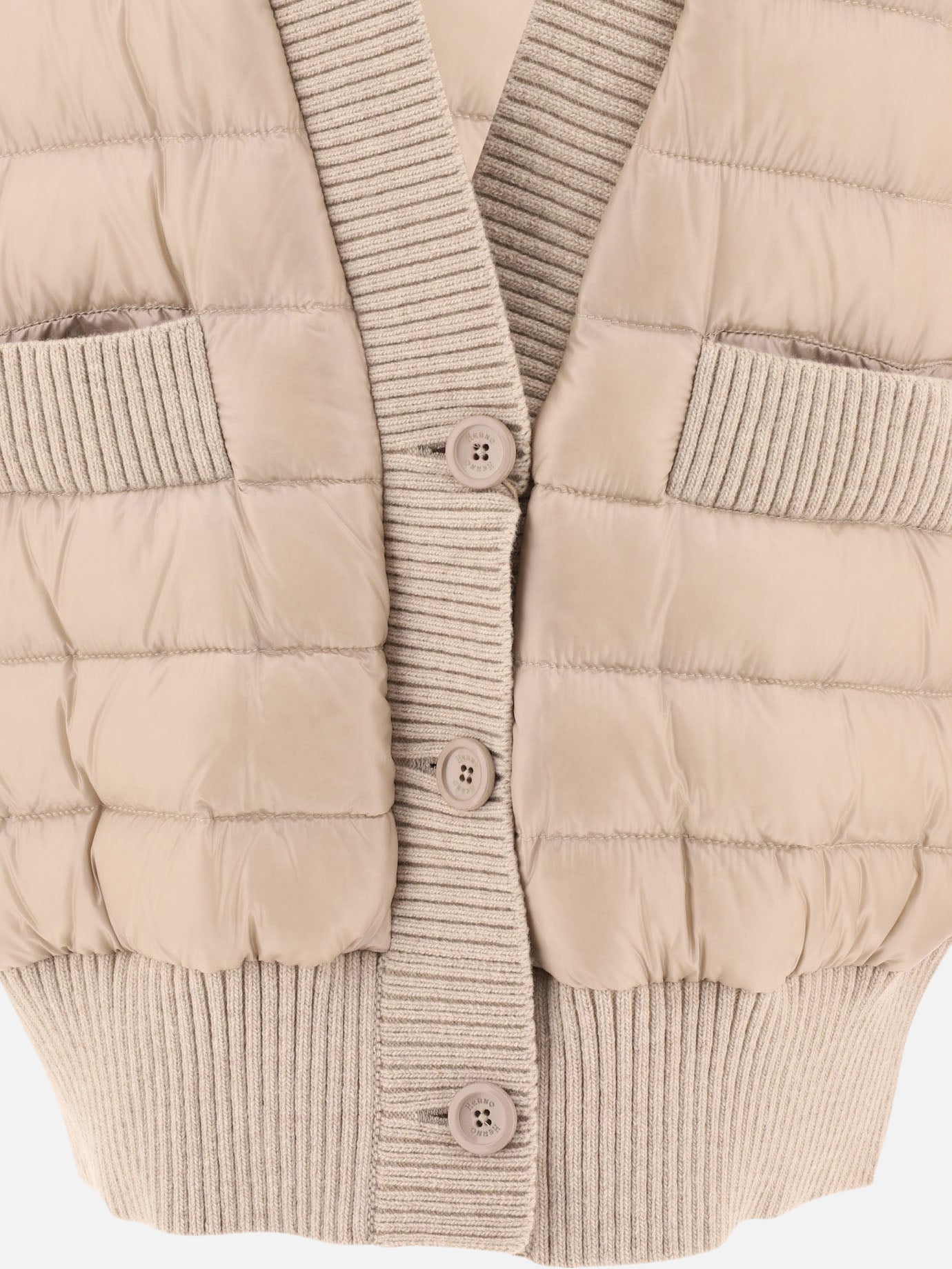 Cardigan-style down jacket