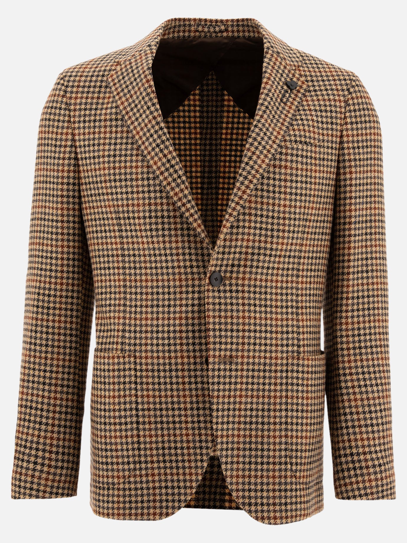 Lardini Single-breasted Houndstooth blazer Beige