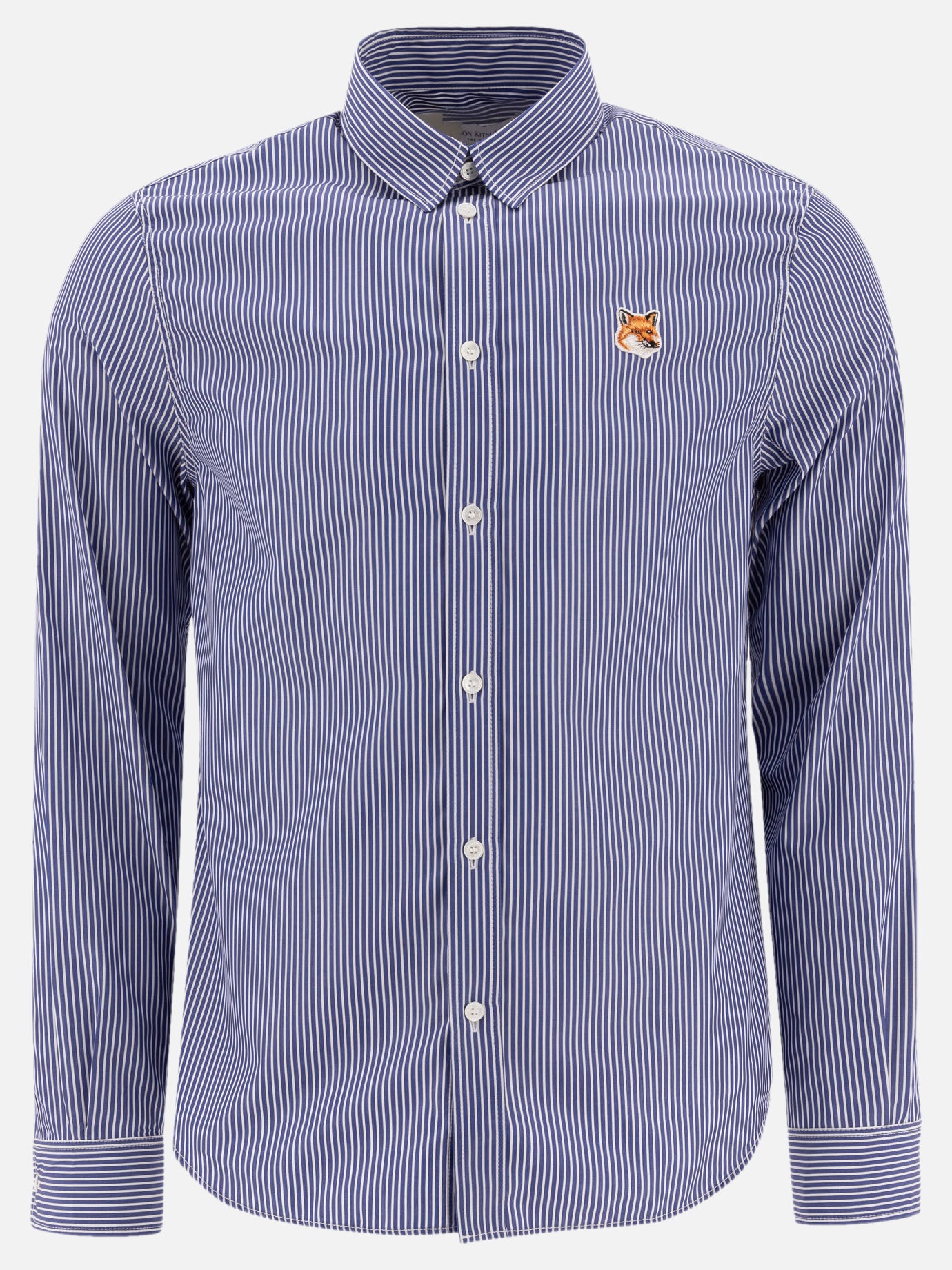 Maison Kitsuné "Fox Head" striped shirt Blue