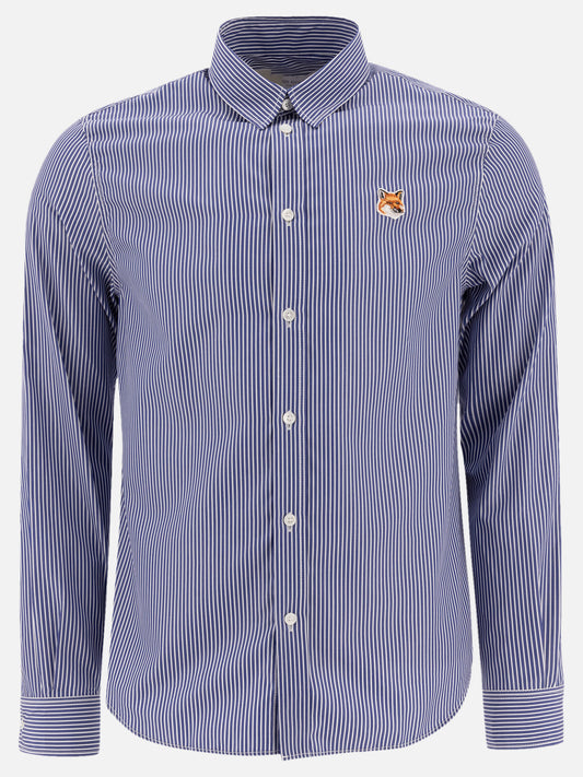 Maison Kitsuné "Fox Head" striped shirt Blue