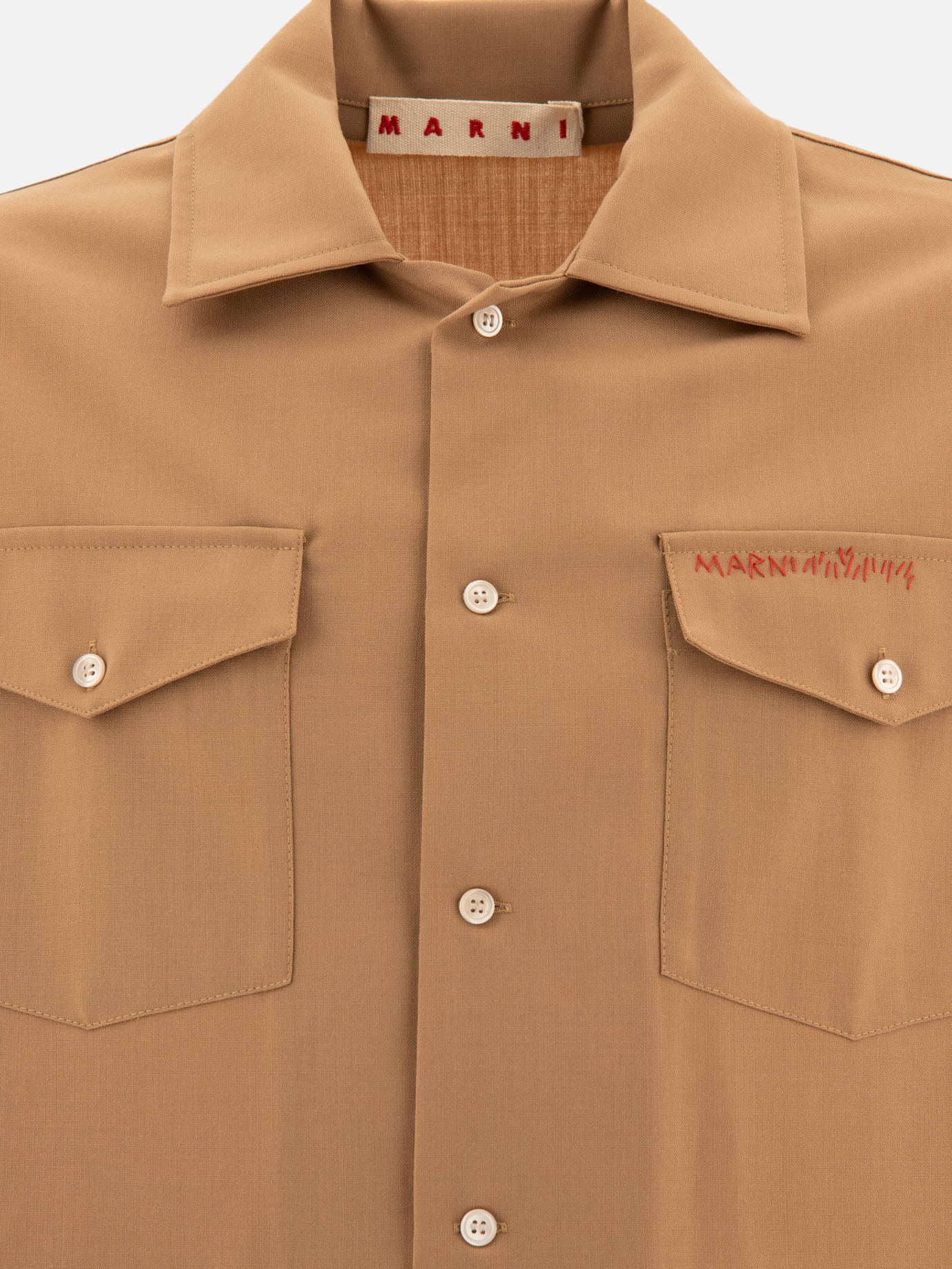 Marni Shirt with embroidered logo Beige