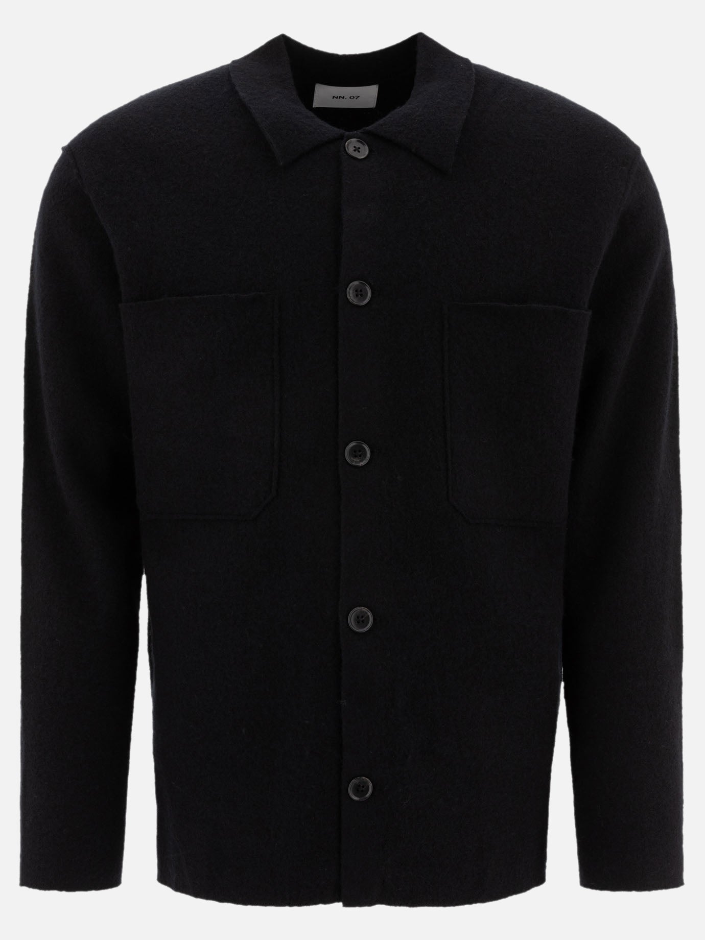 NN.07 "Jonas" boiled wool overshirt Black