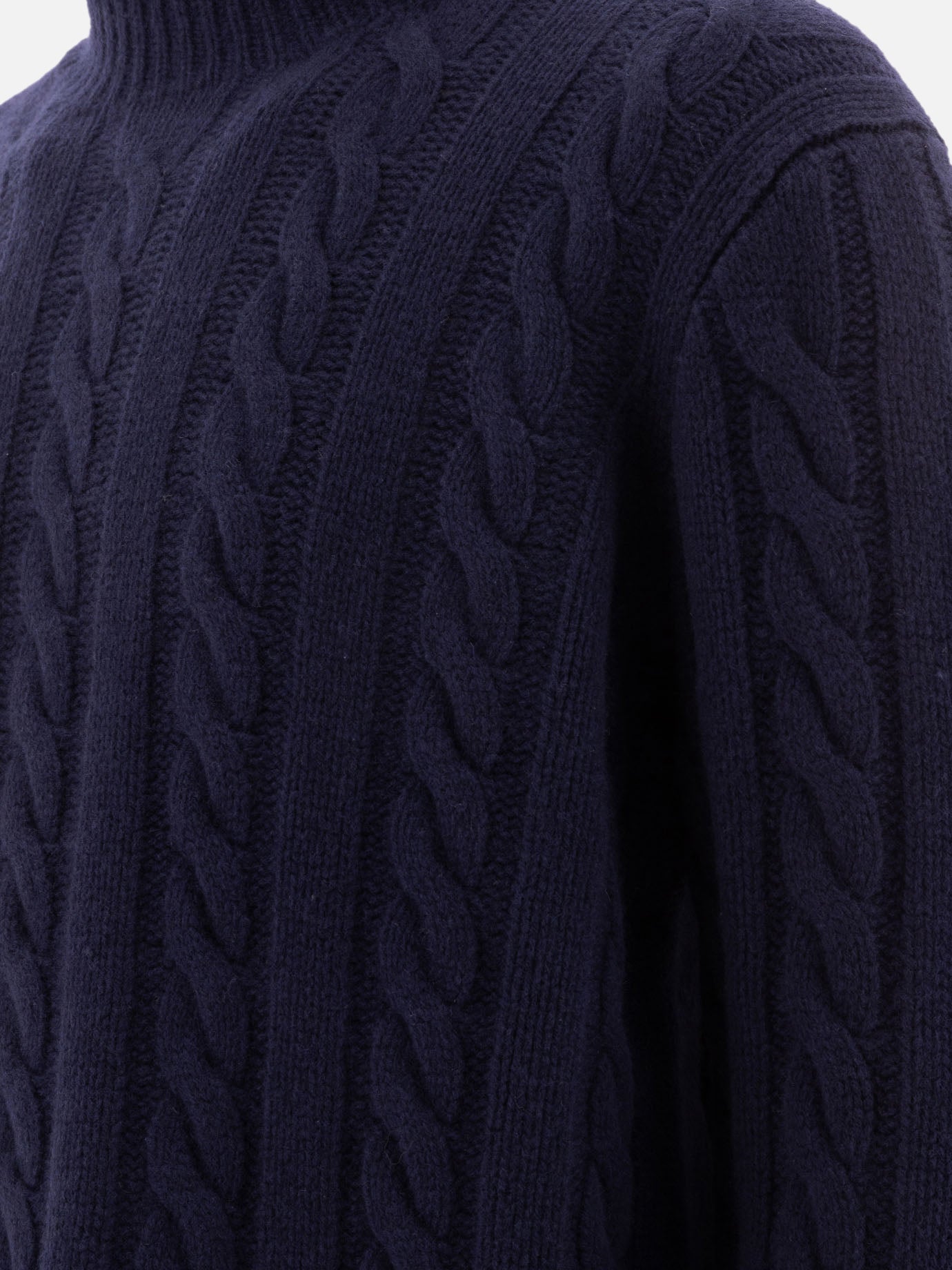 Polo Ralph Lauren Wool and cashmere cable-knit turtleneck sweater Blue