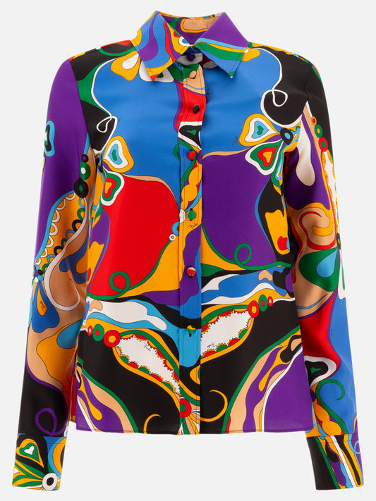 Pucci Orchidee-print silk-twill shirt Purple