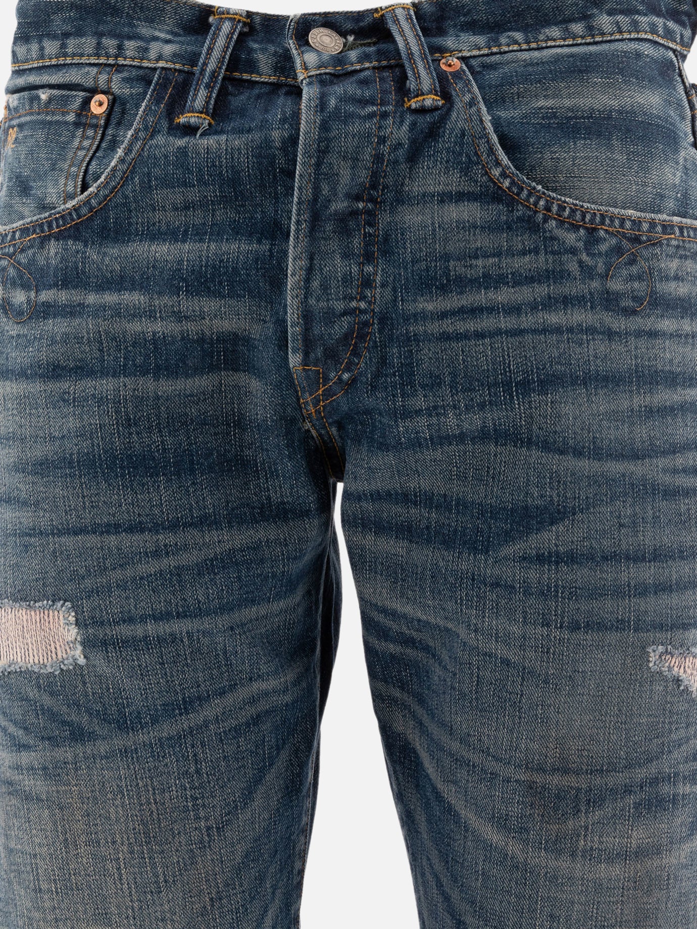 RRL by Ralph Lauren "Sutton" repaired selvedge jeans Blue