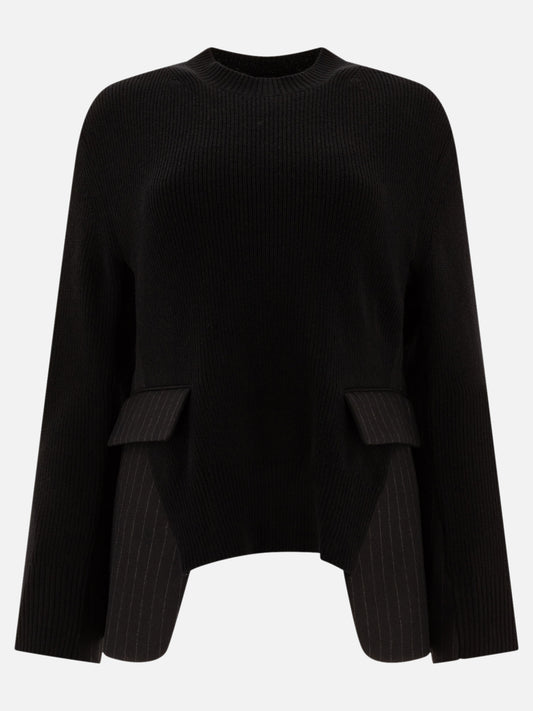 Sacai "Chalk Stripe x Knit" sweater Black