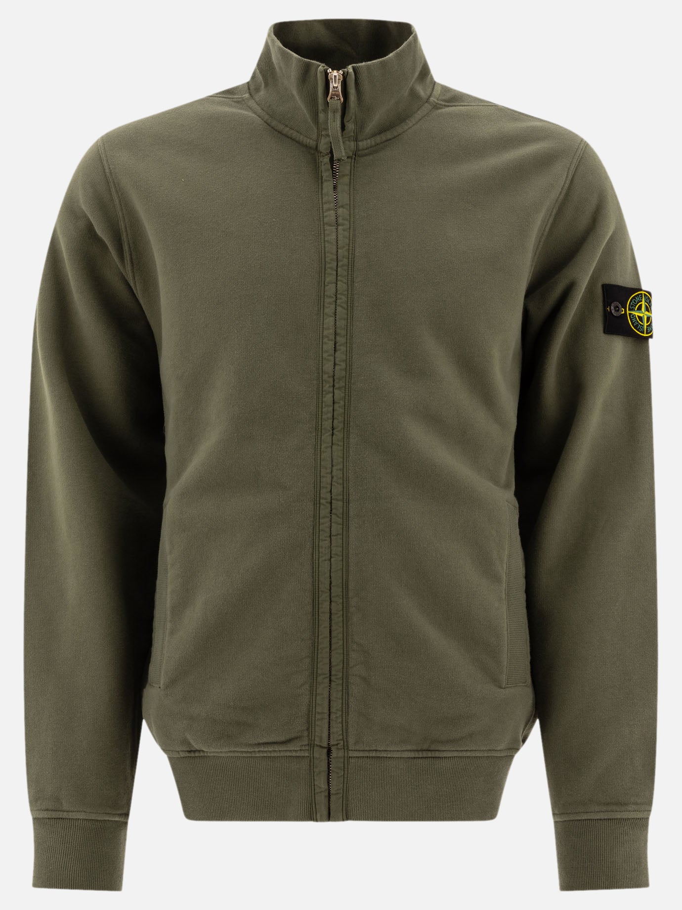 Stone Island "Compass" zippered sweater Green