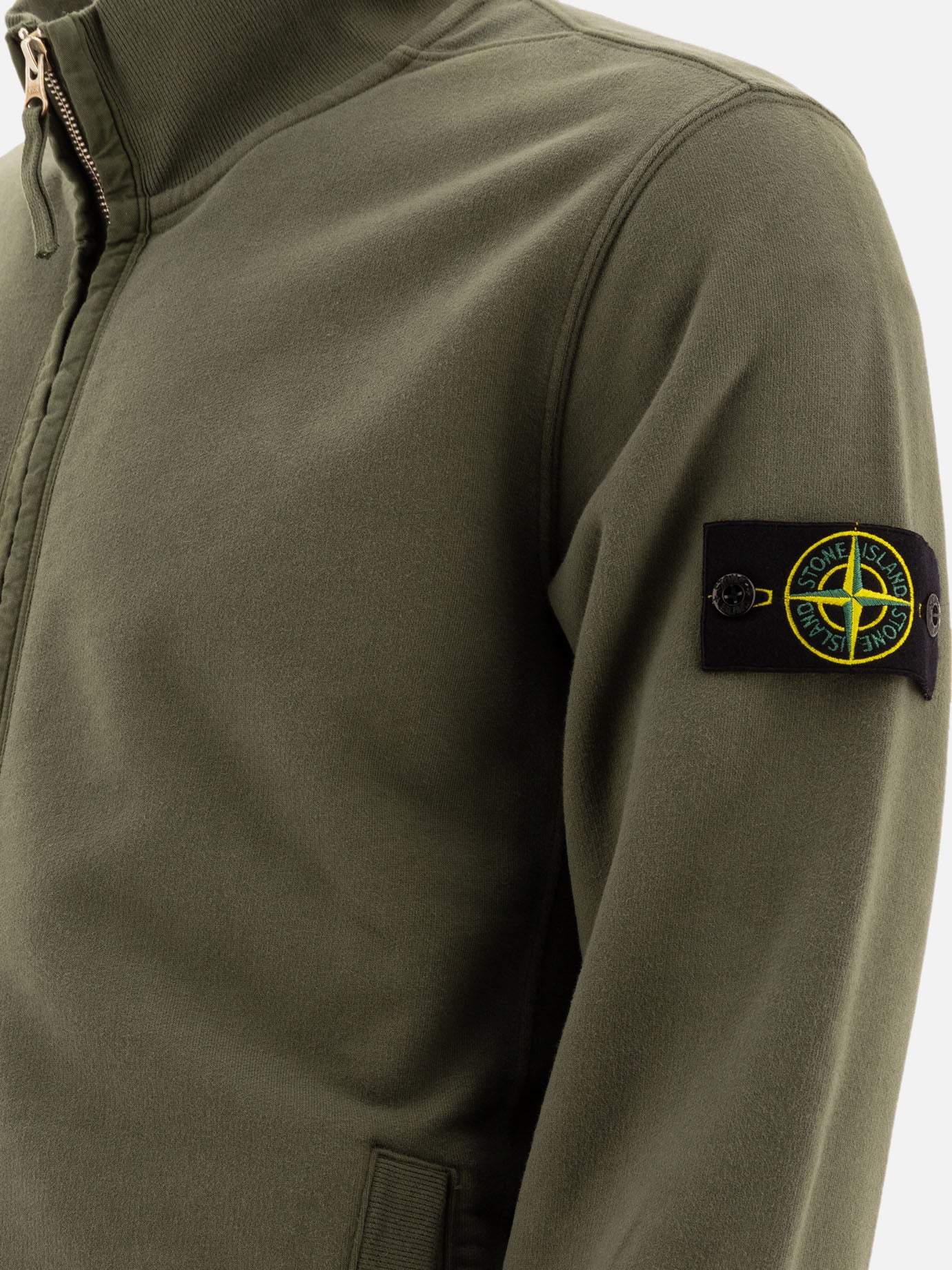 Stone Island "Compass" zippered sweater Green